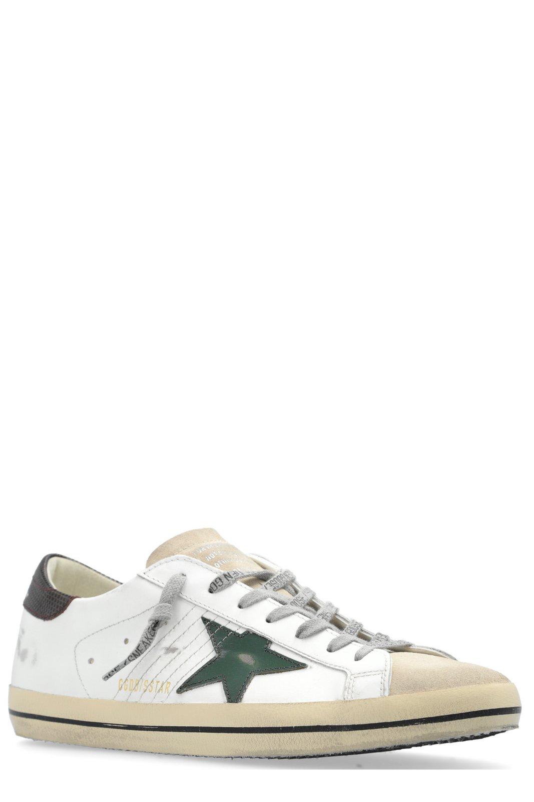 Shop Golden Goose Star Patch Low-top Sneakers In White/seedpearl/green/brown