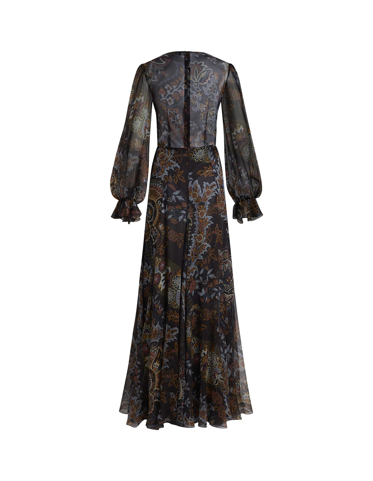 Shop Etro Long Dress In Printed Black Silk