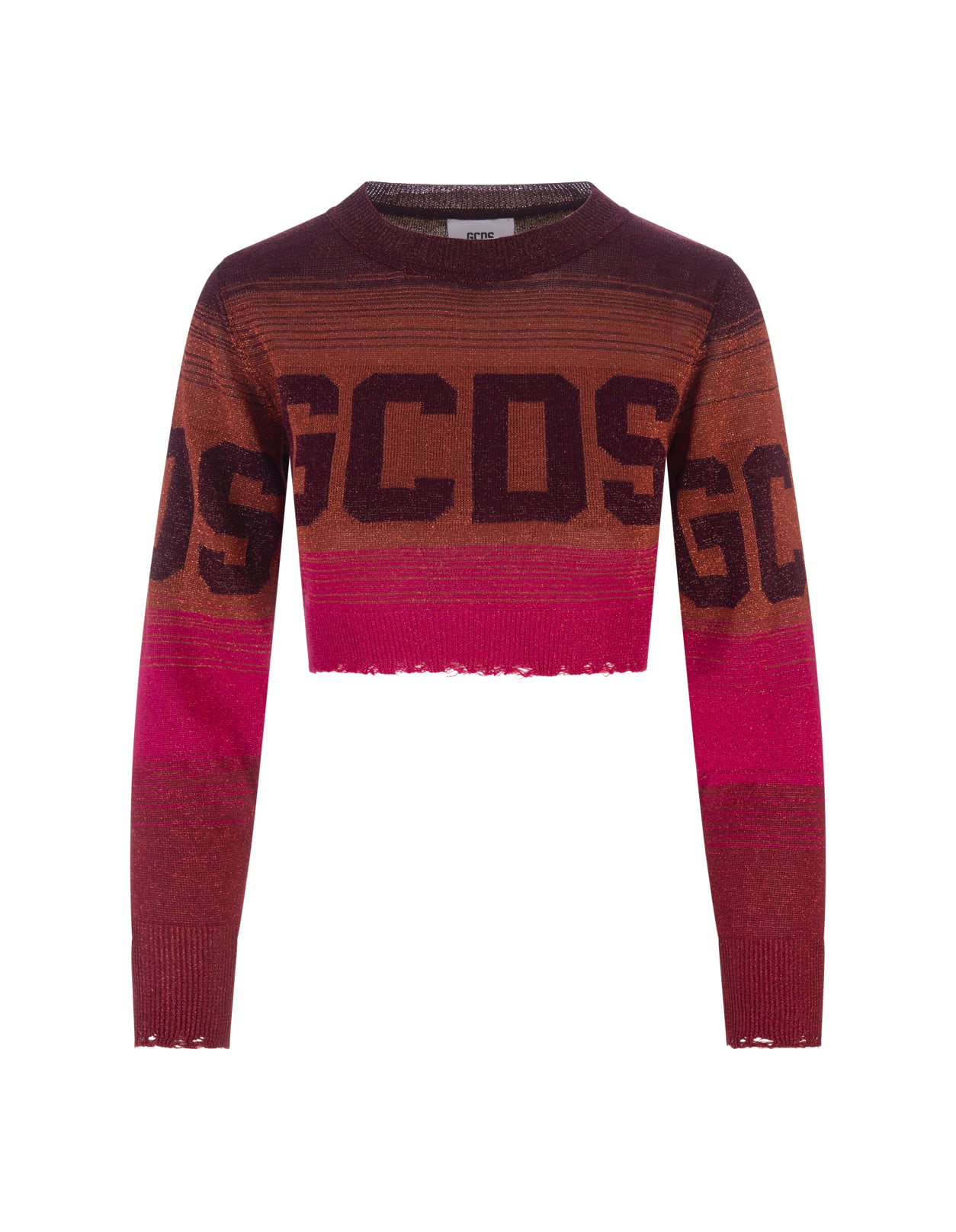 GCDS Woman Multicolored Crop Pullover With Logo