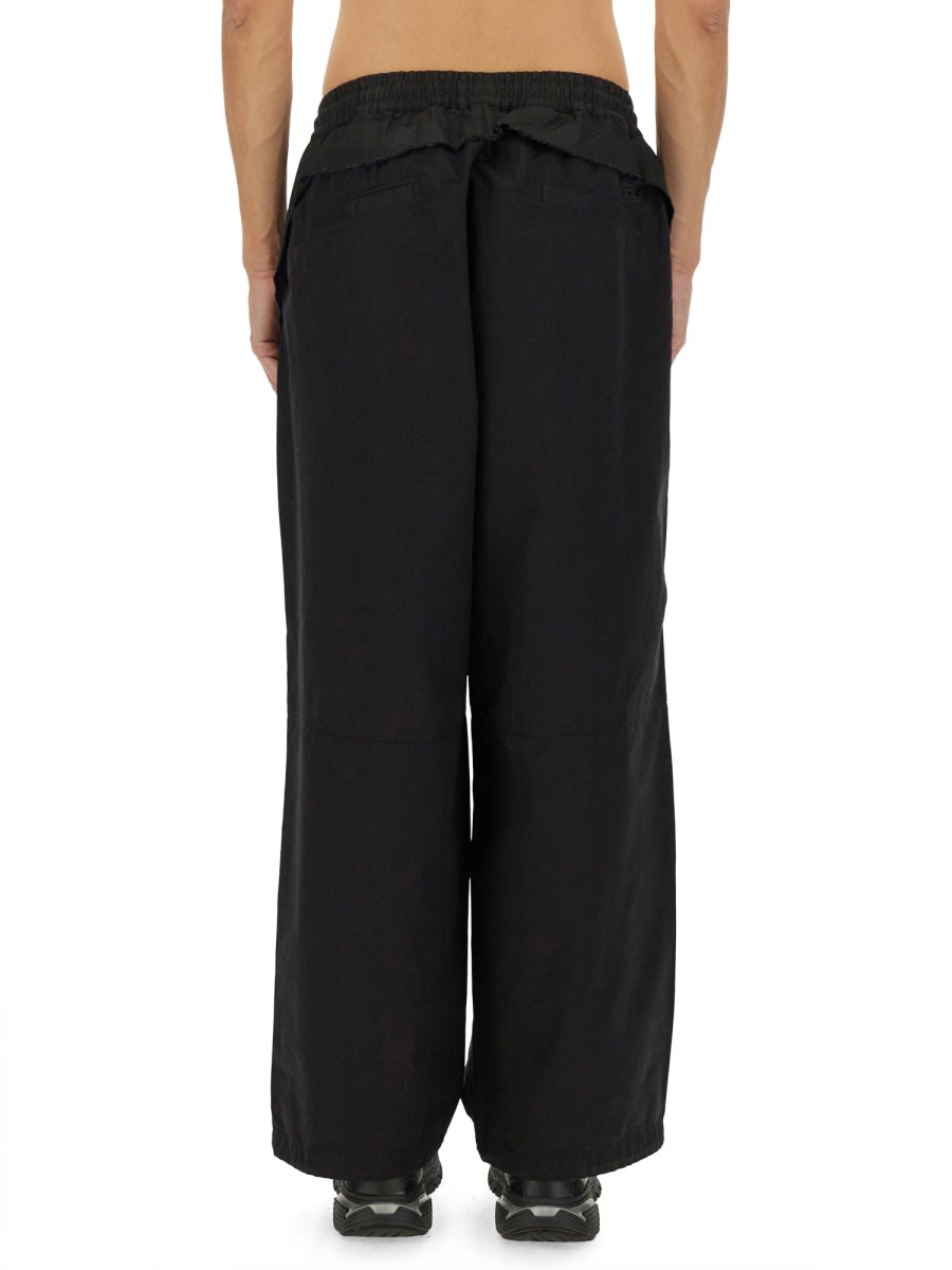 Diesel "gustaf" Layered Wide Leg Trousers In Black