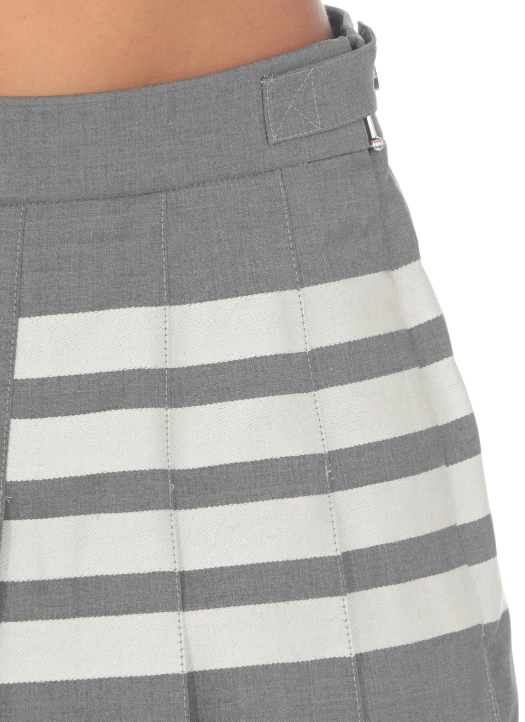 Thom Browne 4-bar Pleated Miniskirt In Grey