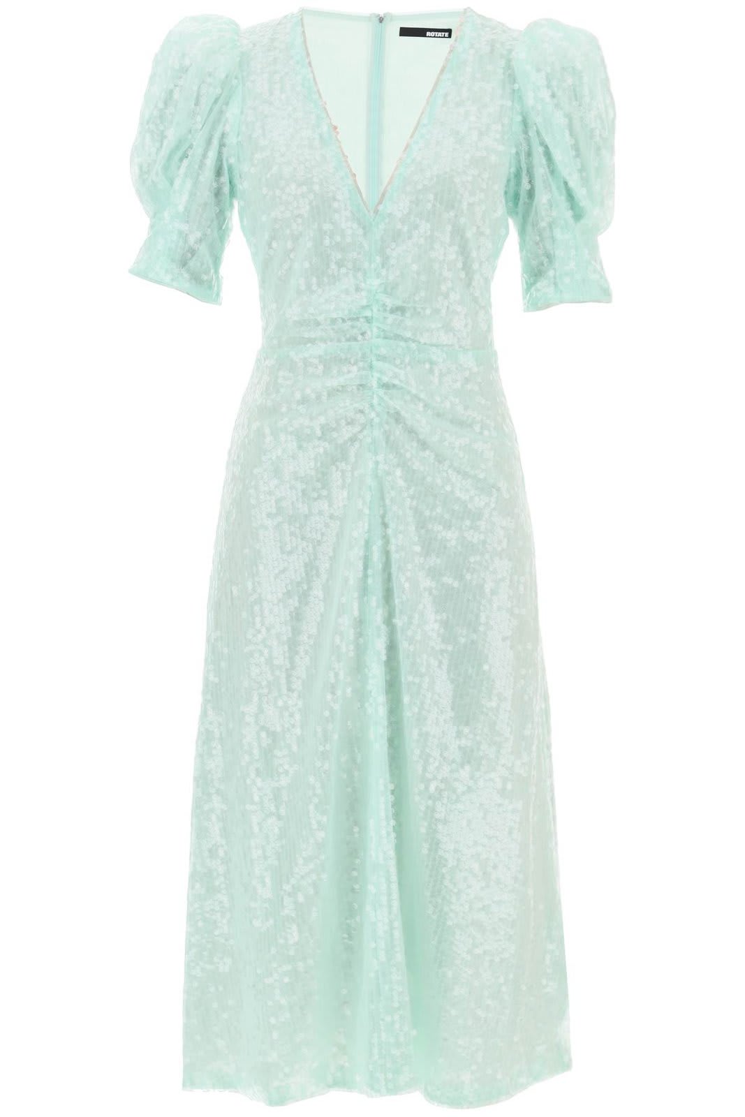 Shop Rotate Birger Christensen V-neck Sequins Midi Dress In Verde