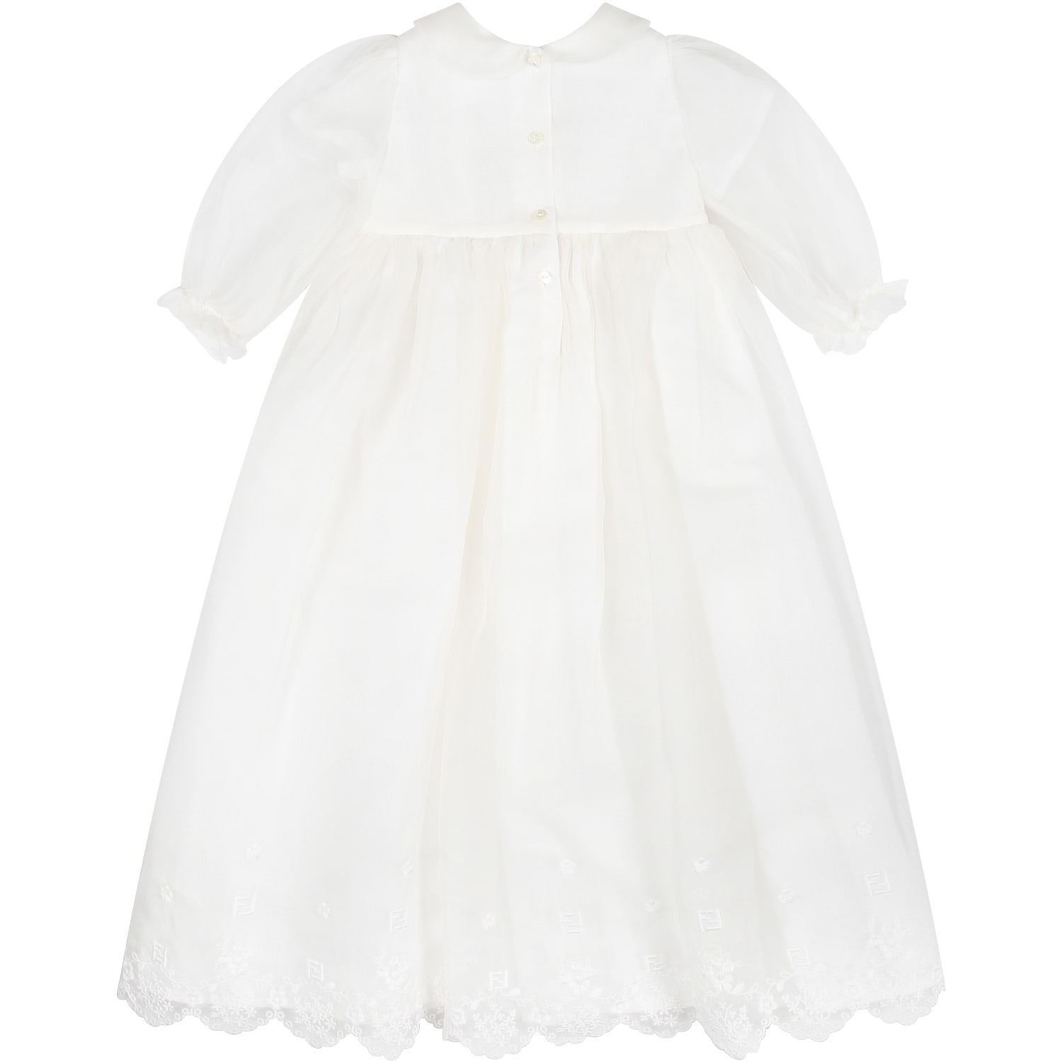 Shop Fendi White Dress For Baby Girl