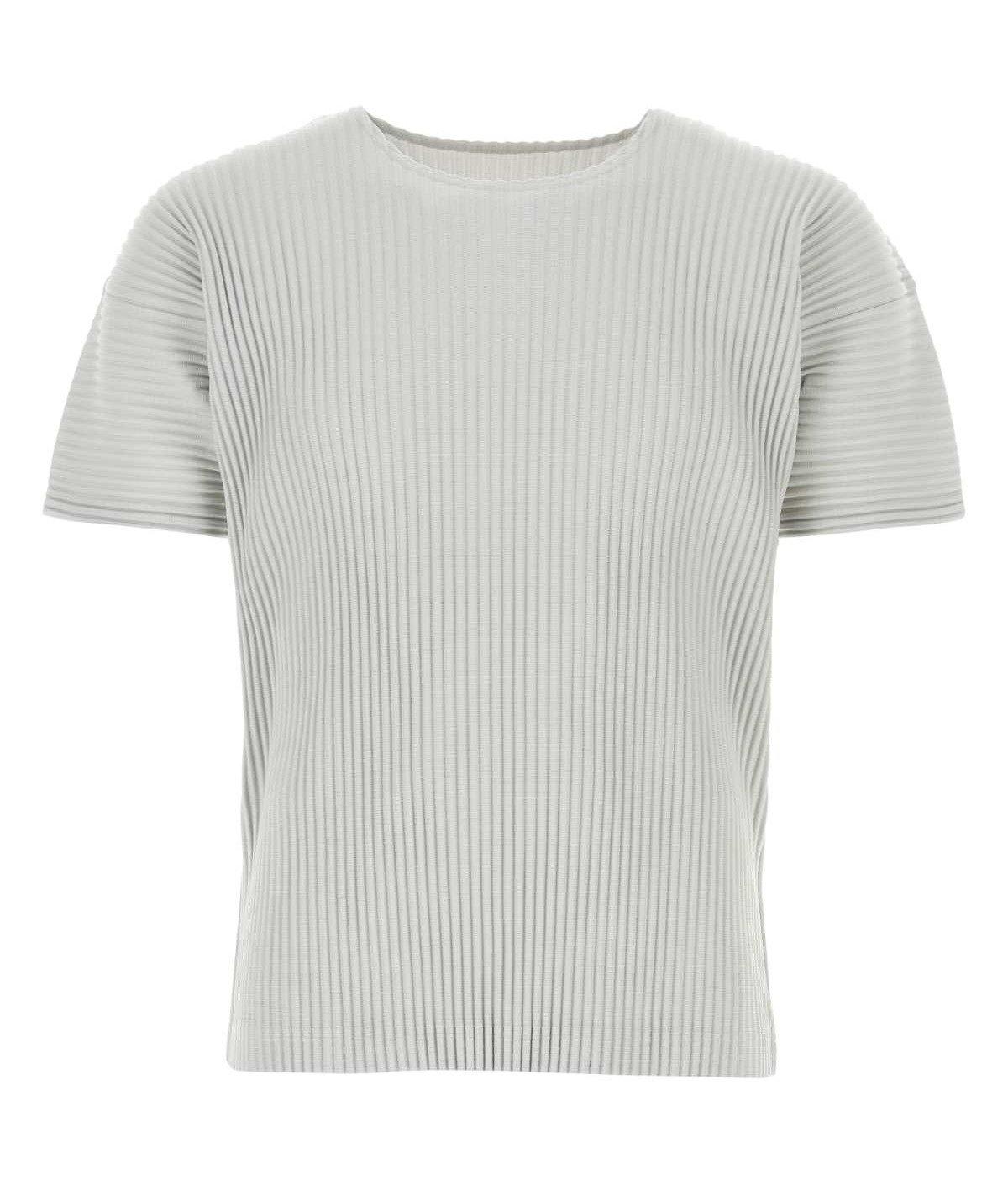 Shop Issey Miyake U-neck Short-sleeved T-shirt In Light Grey