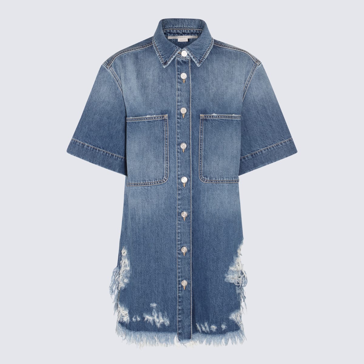 Shop Stella Mccartney Blue Cotton Denim Shirt In Mid Blue