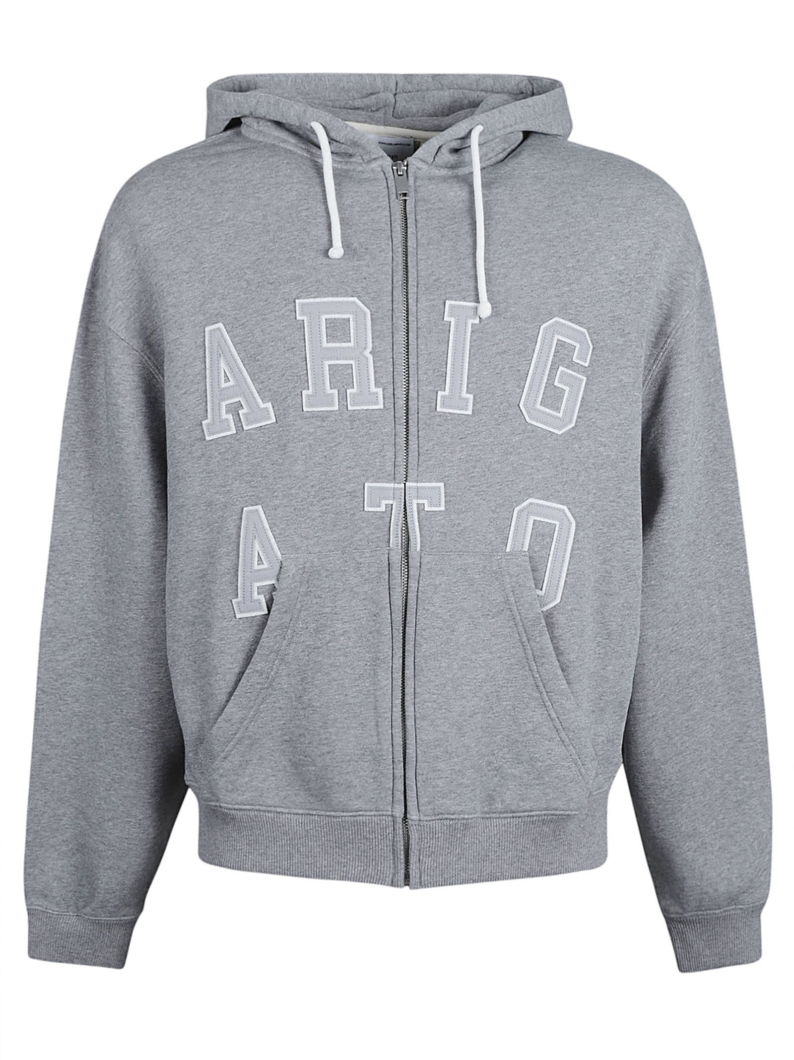 Shop Axel Arigato Logo Zip Hoodie In Grey