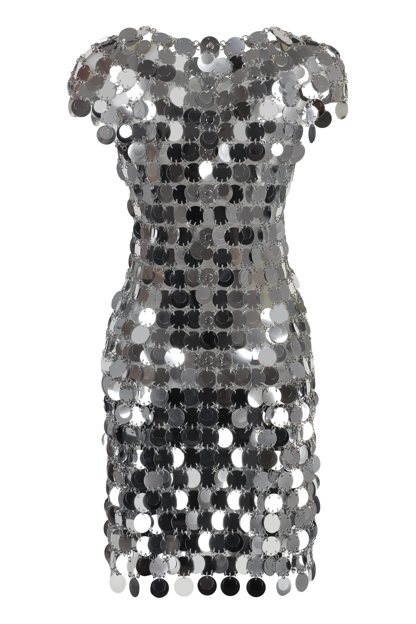 Shop Rabanne Sparkles Mini Dress In Silver