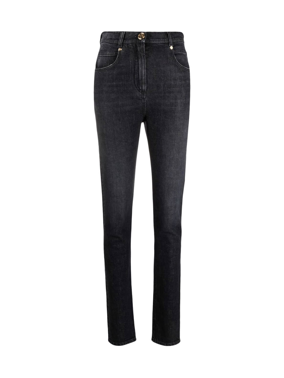 Balmain High Waist Skinny Jeans W/ Monogram - Eco Sustainable
