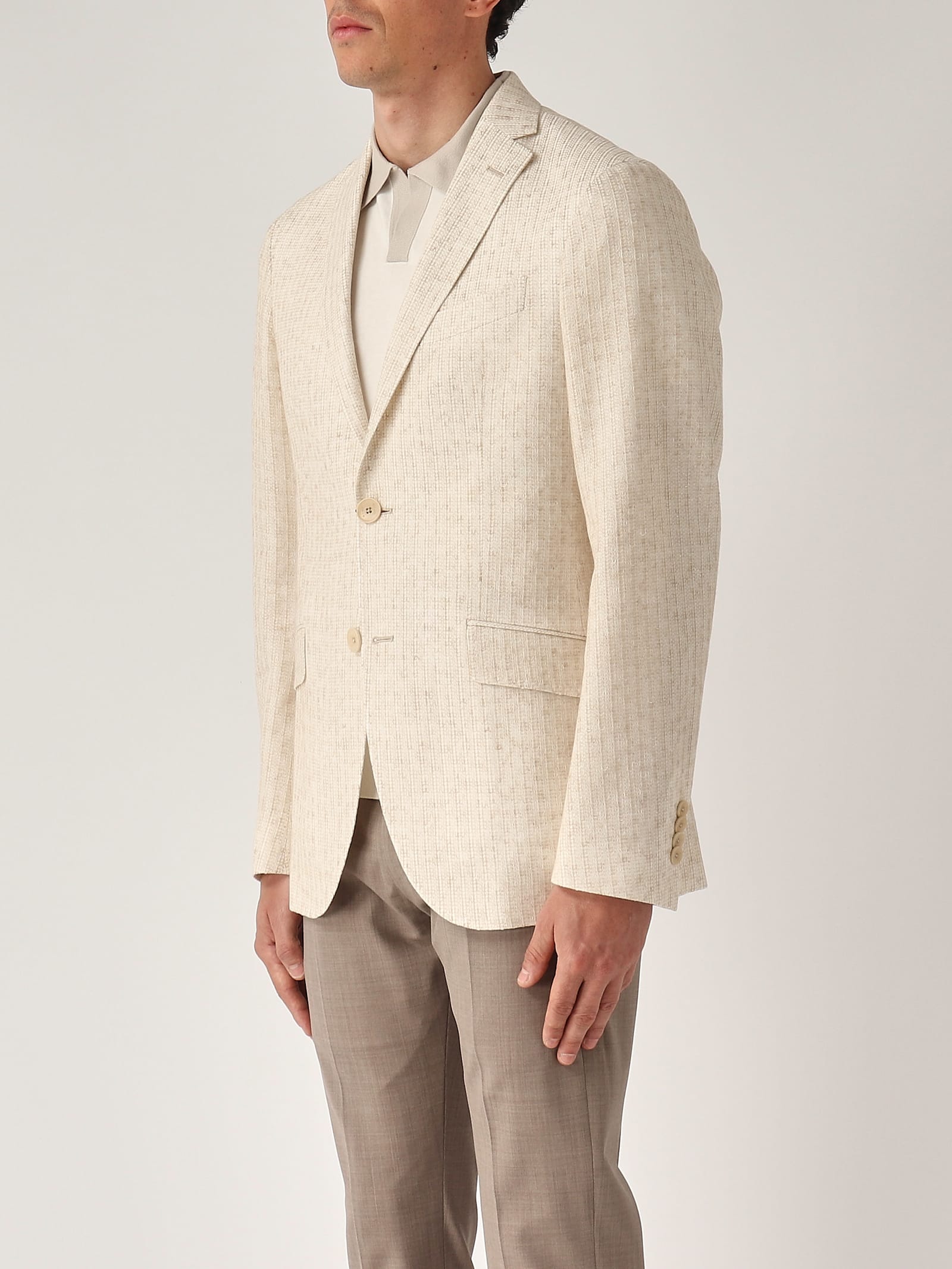 Etro Patterned Blazer With Pockets And Lapel In Beige