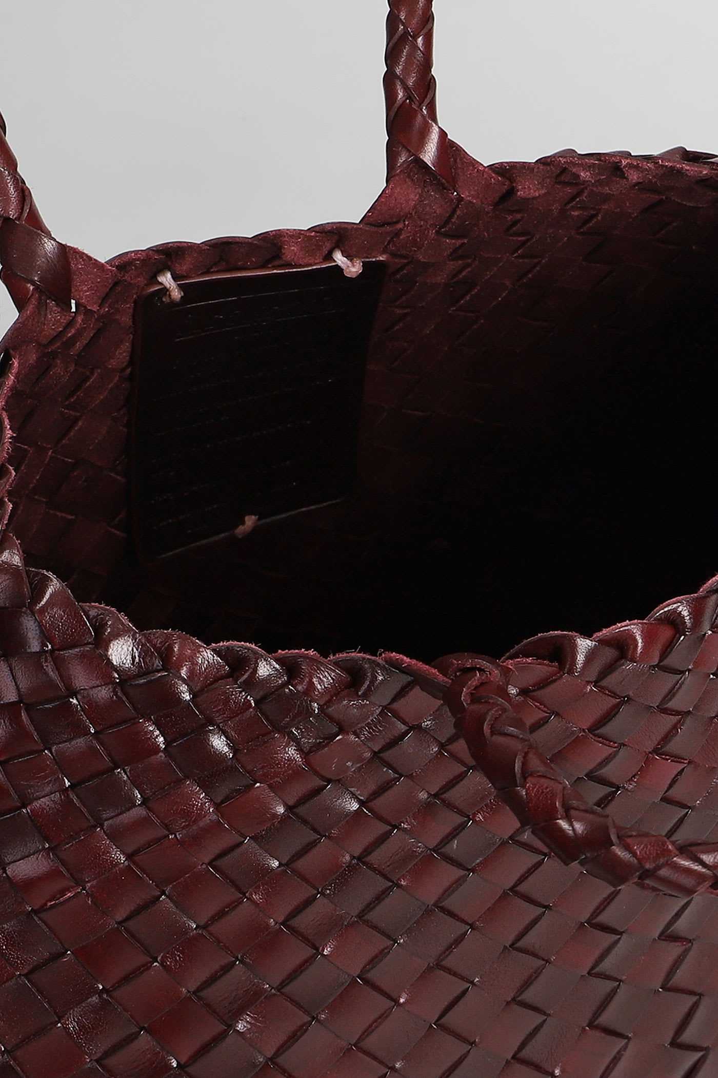 Dragon Diffusion Santa Croce Small Tote In Bordeaux Leather In Burgundy