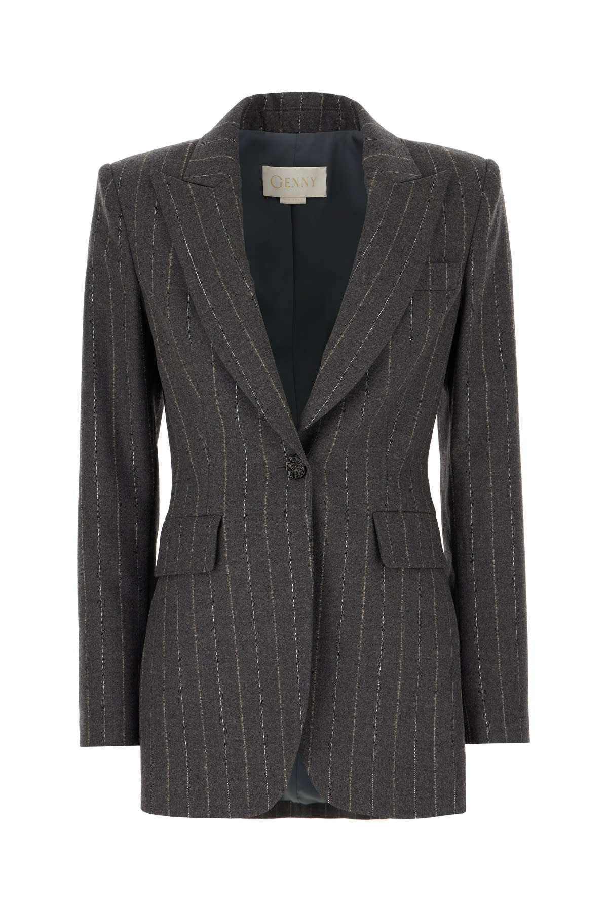 GENNY DARK GREY STRETCH WOOL BLAZER 