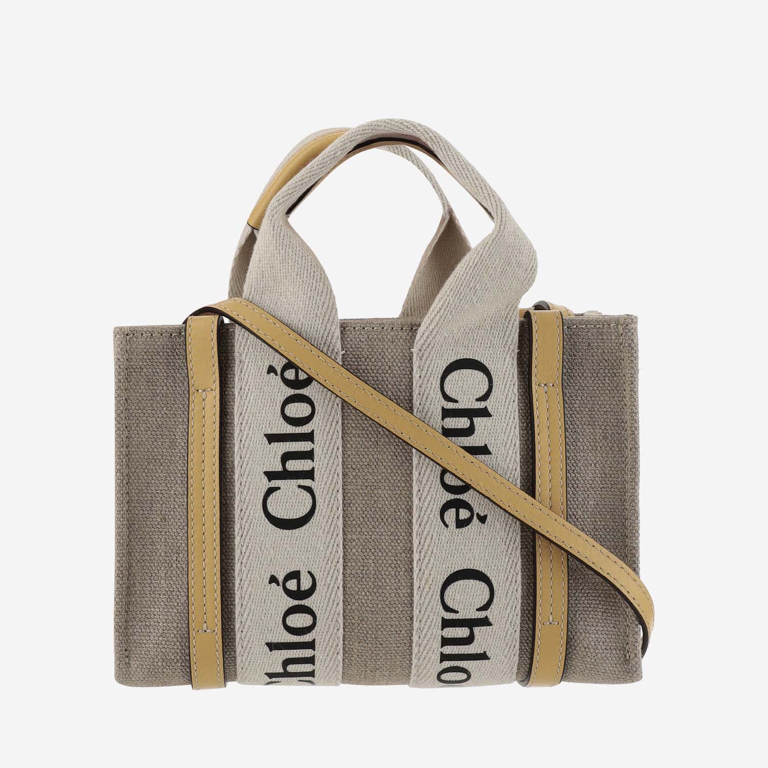 Shop Chloé Mini Woody Tote Bag In Beige