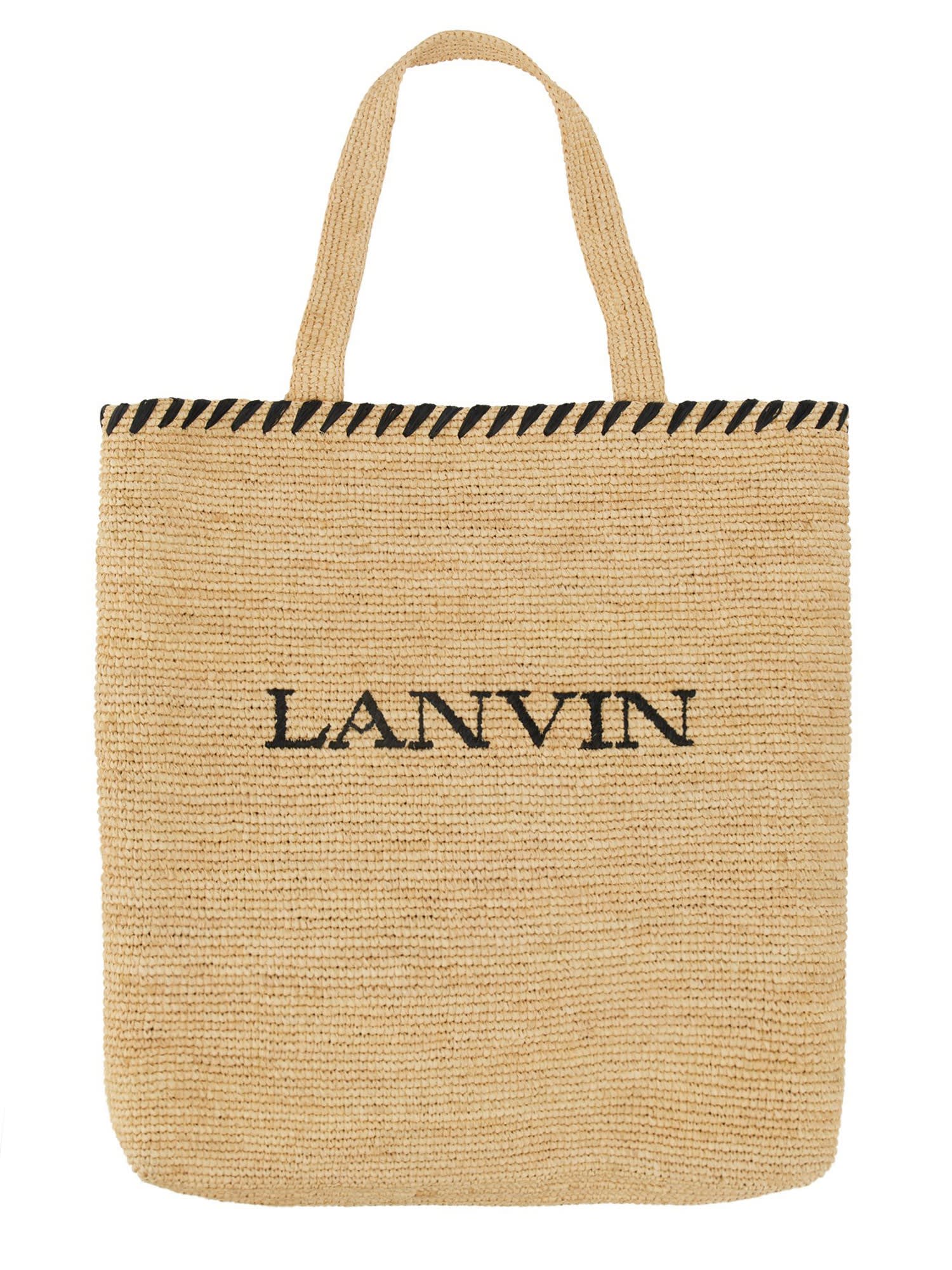 Shop Lanvin Raffia Tote Bag In Paglia