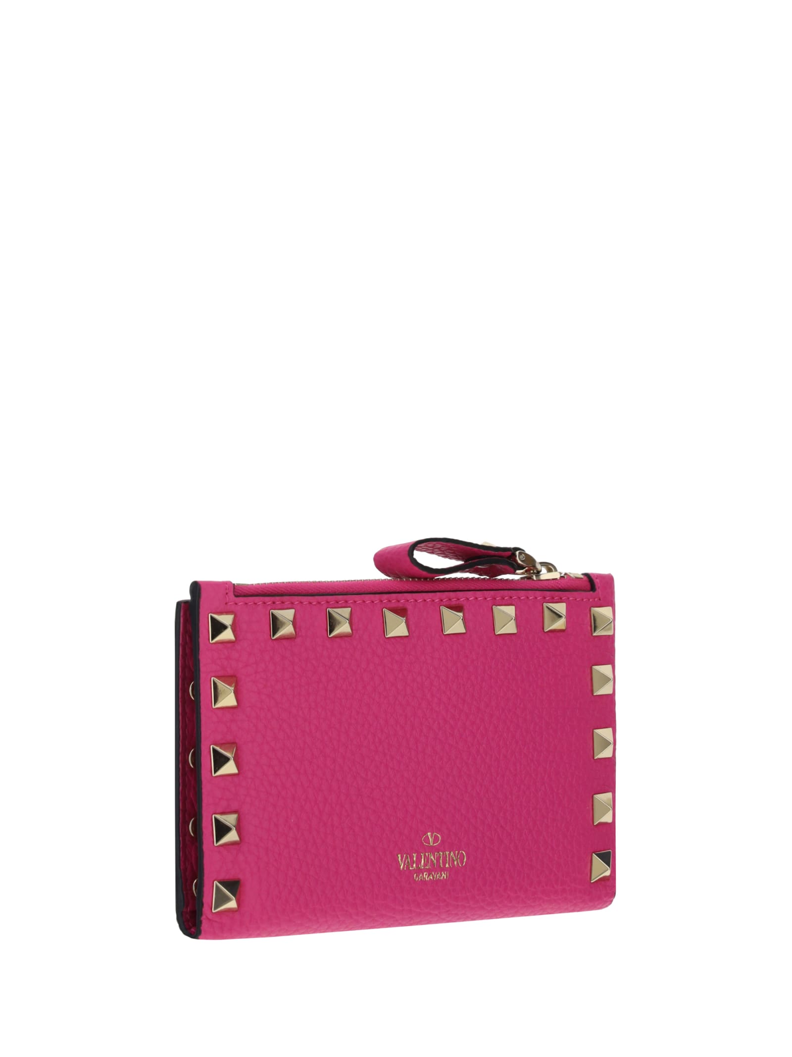 Shop Valentino Garavani Rockstud French Wallet In Pink Pp