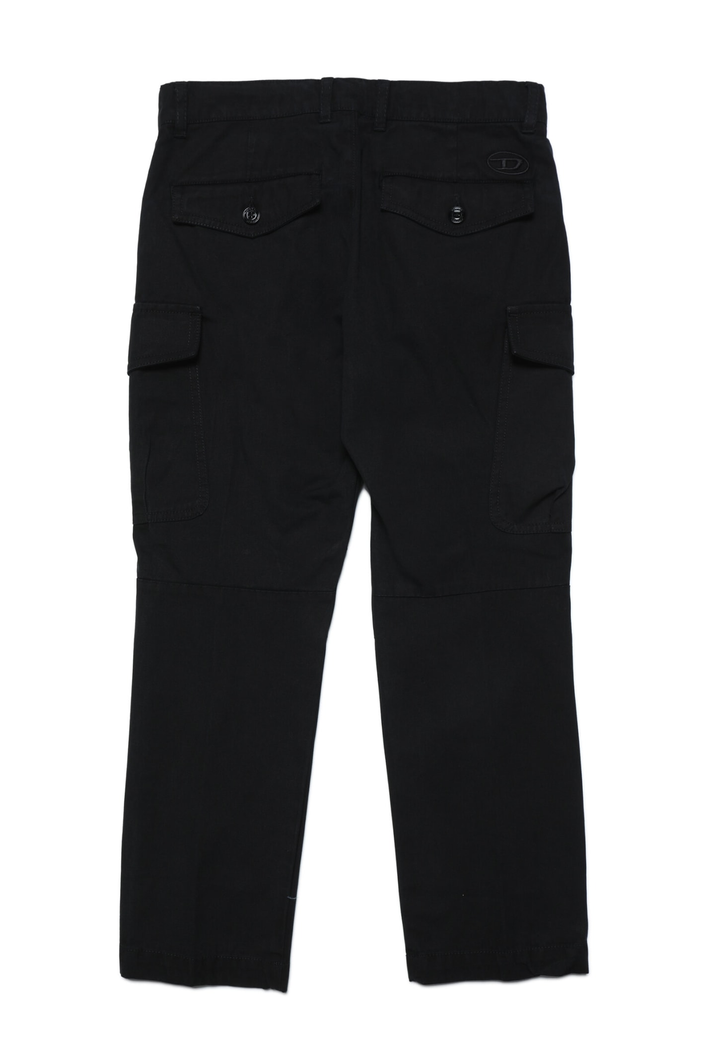 Shop Diesel Pjoffe Trousers Gabardine Cargo Pants With Pockets In Nero