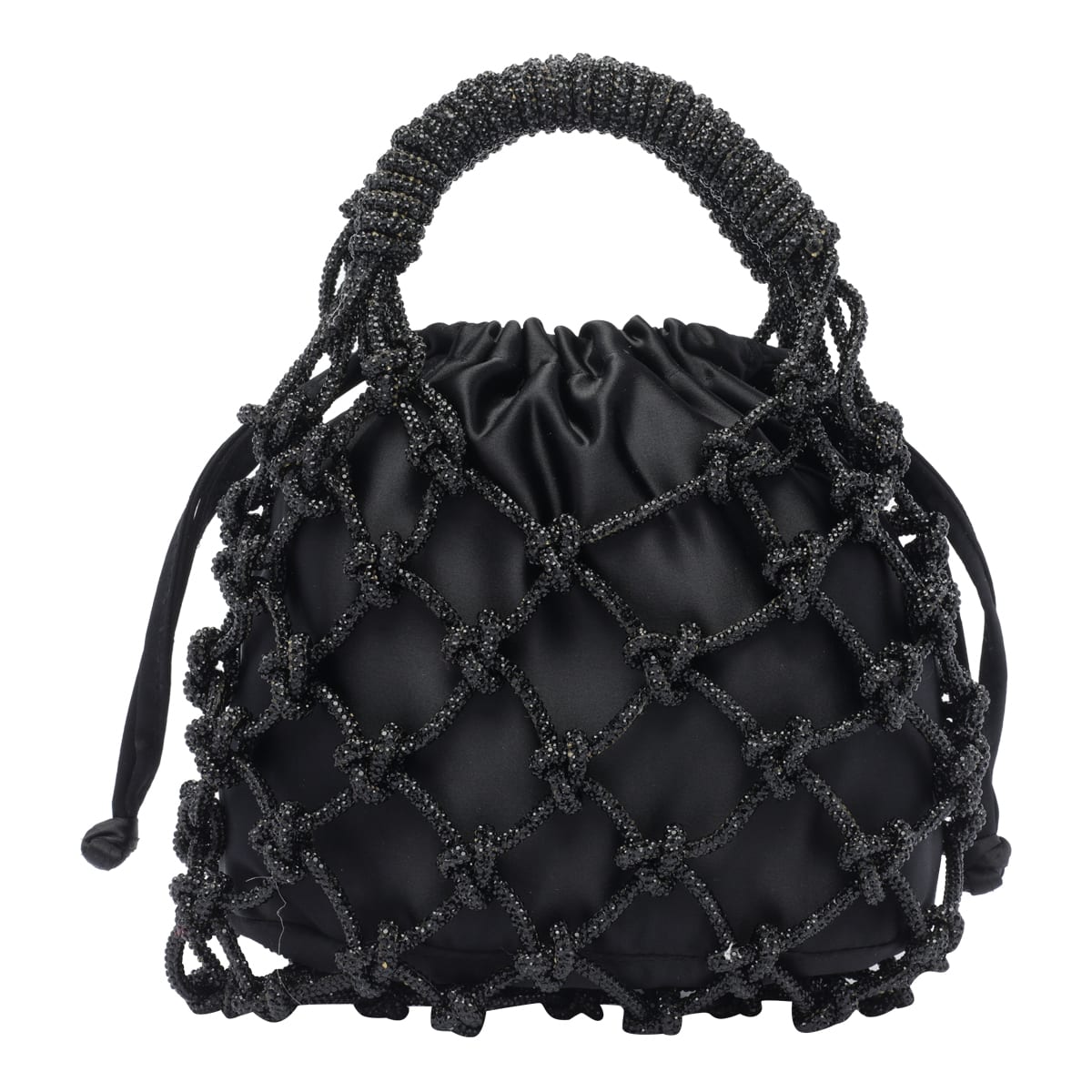 Kurt Geiger Small Macrame Crystal Handbag In Black
