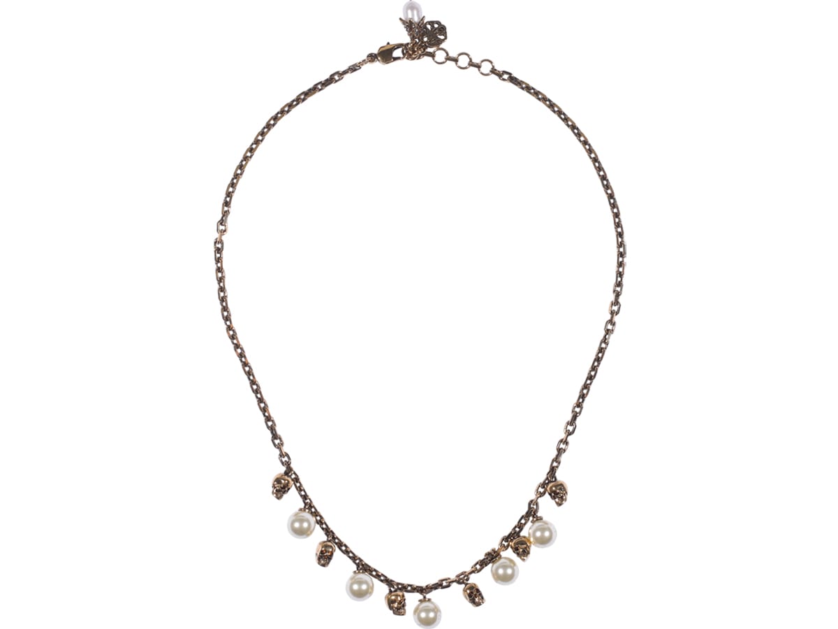 Alexander McQueen Pearly Skull Necklace