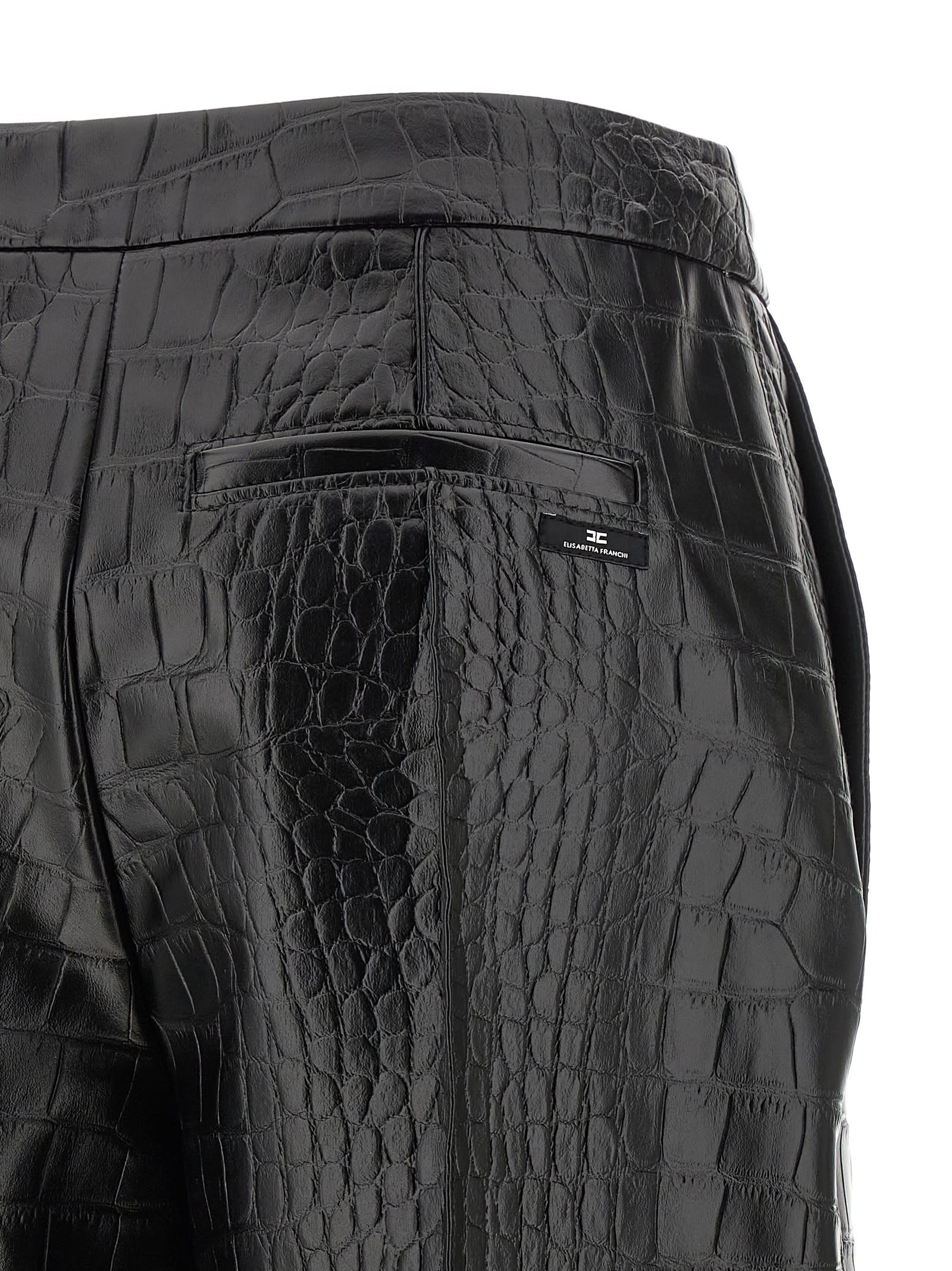 Elisabetta Franchi Textured Bermuda Shorts Featuring Pockets In Black