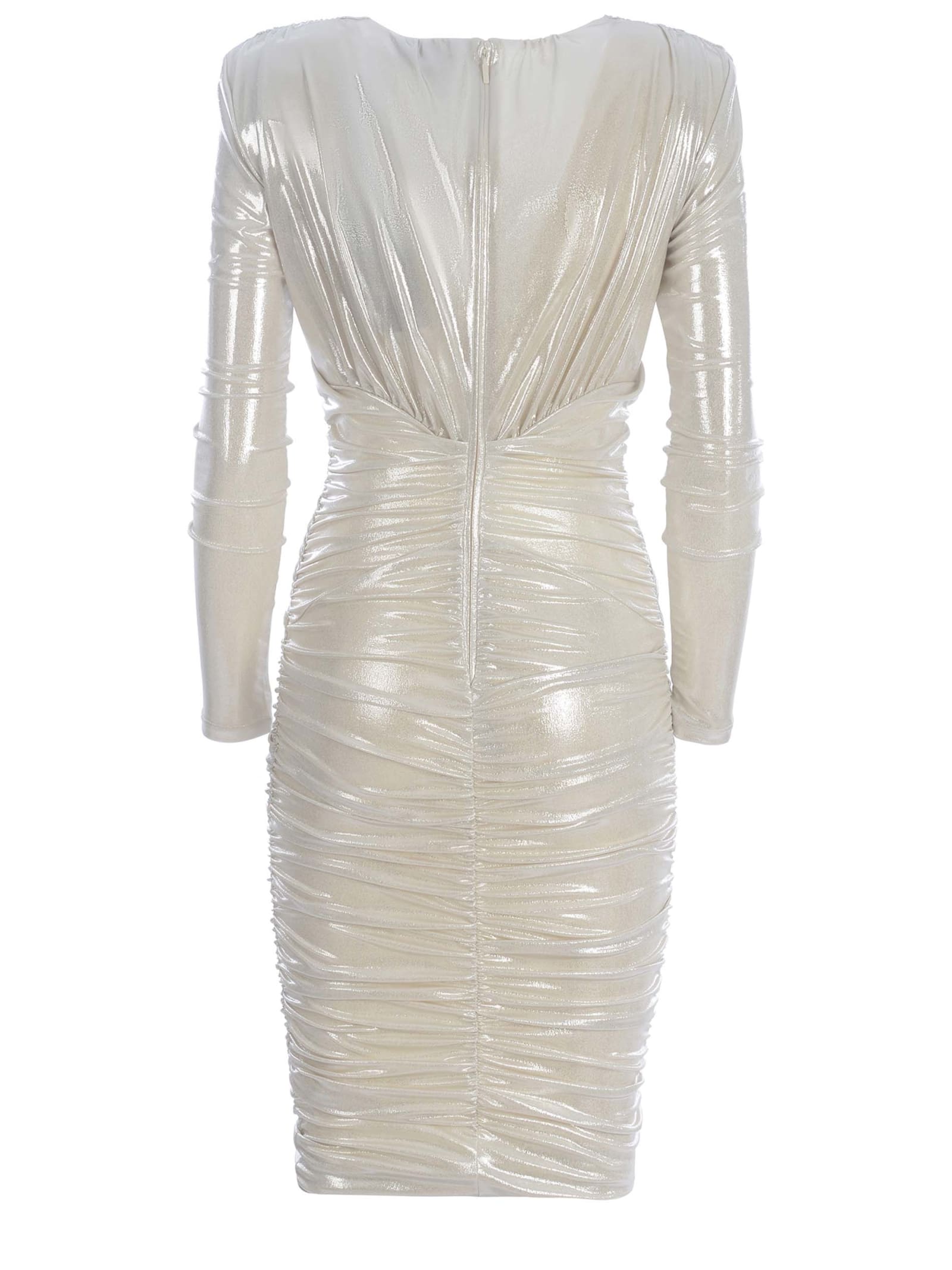 Shop Pinko Midi Dress  Alteo Made Of Laminated Jersey In Bianco Perla