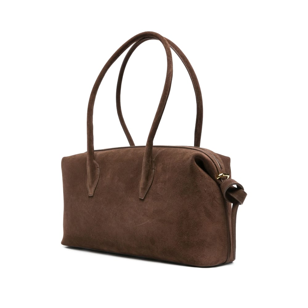 Yuzefi Rectangular Suede Shoulder Bag With Detachable Strap In Brown