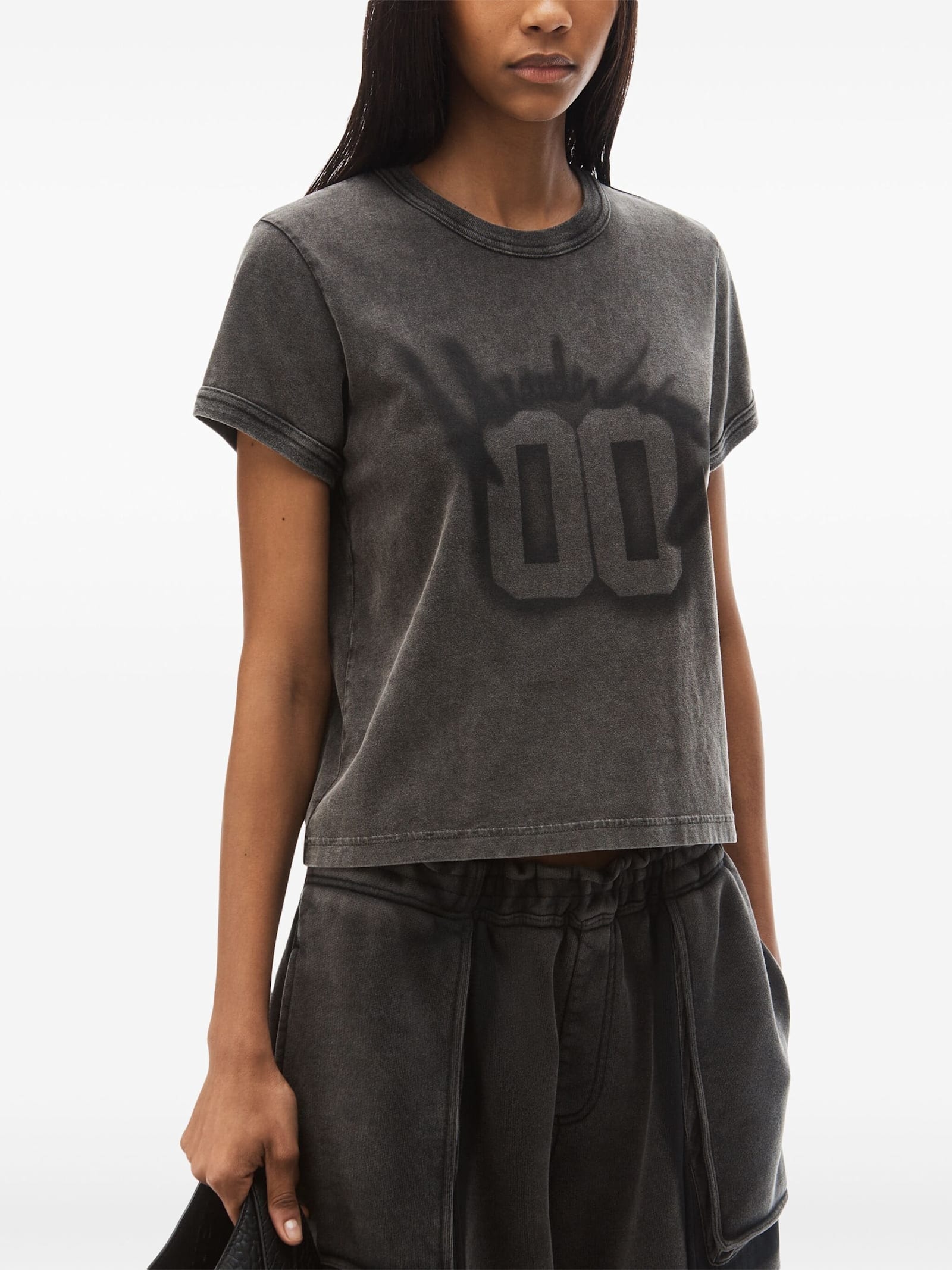 Shop Alexander Wang T Shirt Stampata In Charcoal