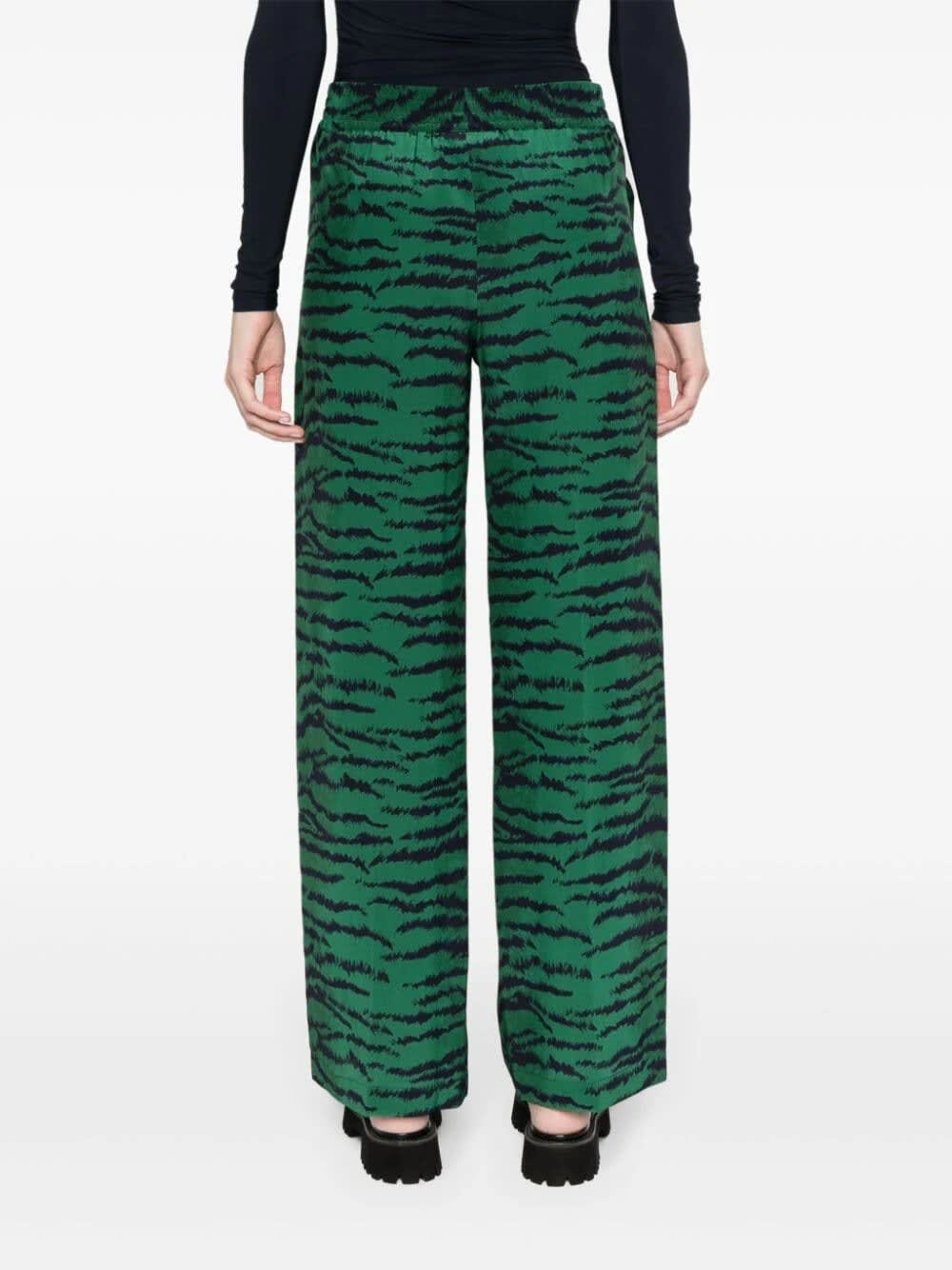 Shop Victoria Beckham Pijama Pants In Green Navy