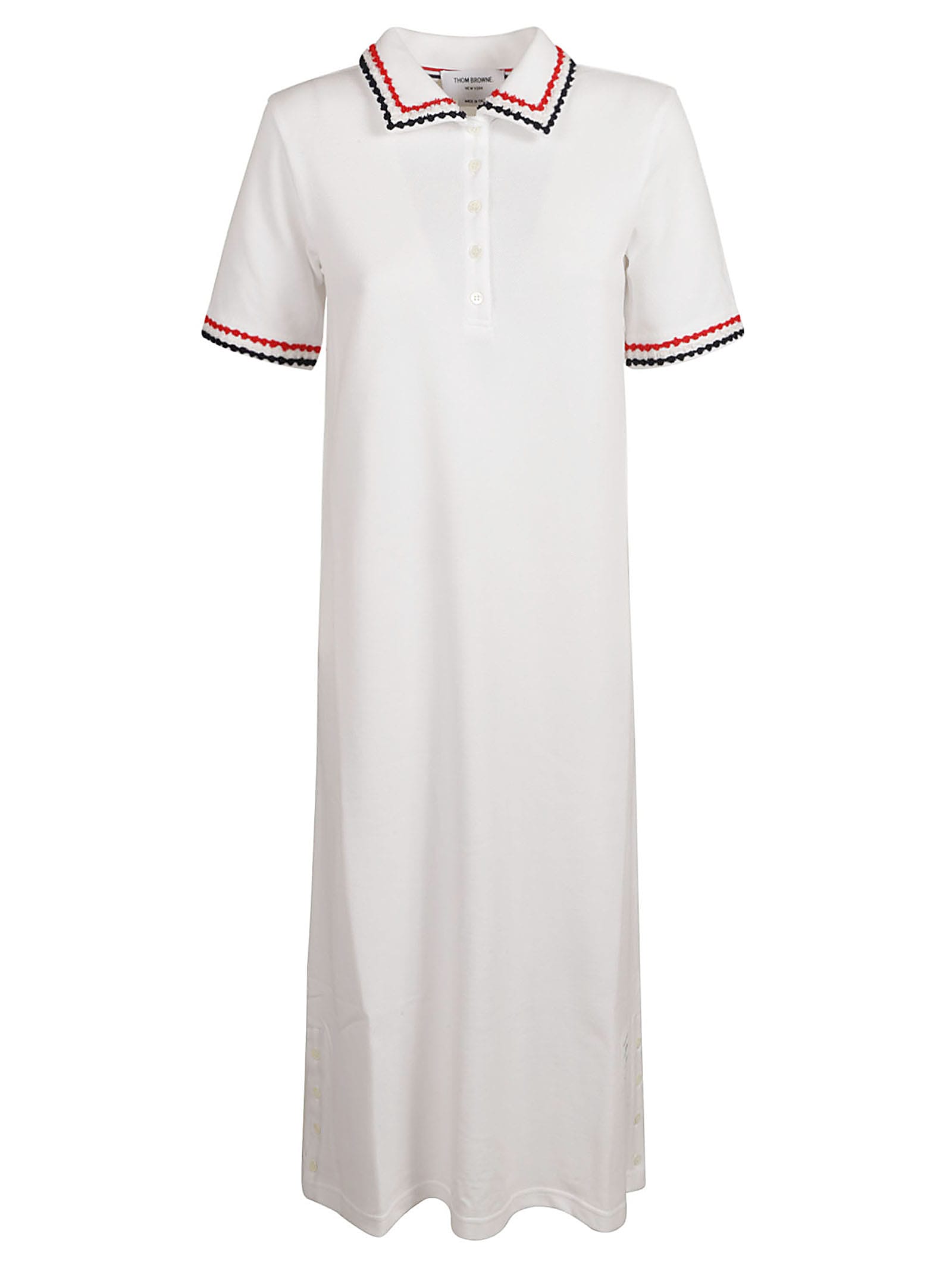 Thom Browne Calf Length Polo Dress In White/black