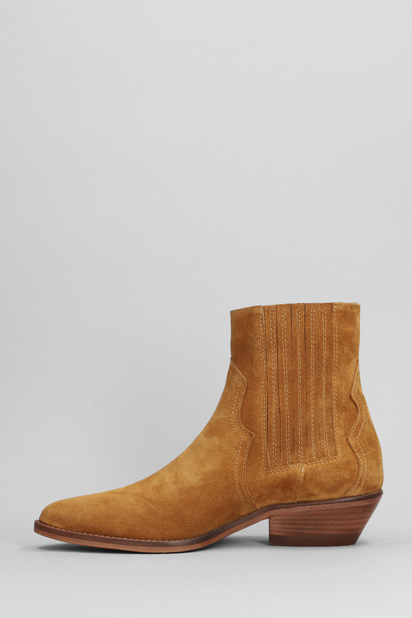 Shop Julie Dee Texan Ankle Boots In Leather Color Suede