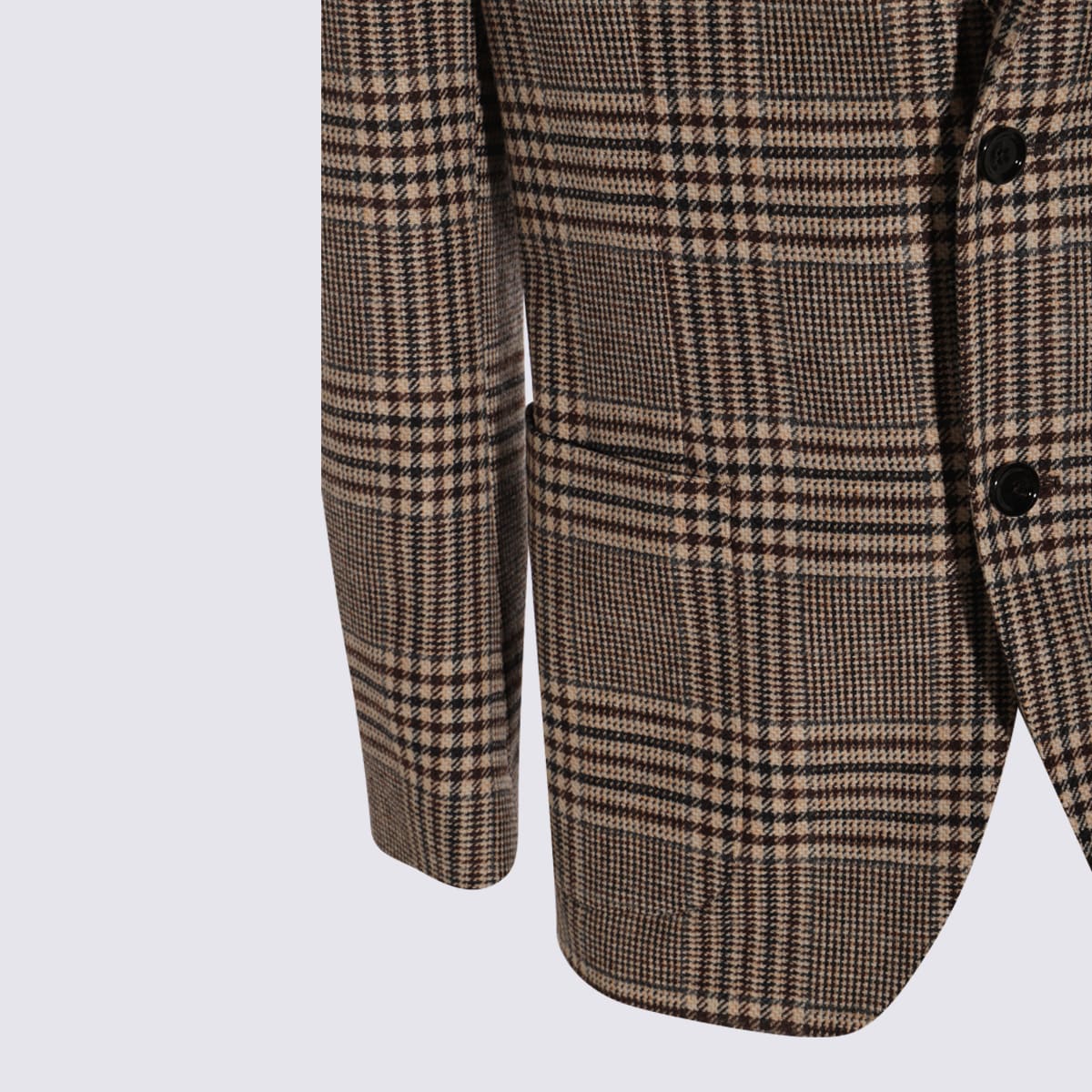 Lardini Checked Pattern Single-breasted Blazer With Front Pockets In Brown