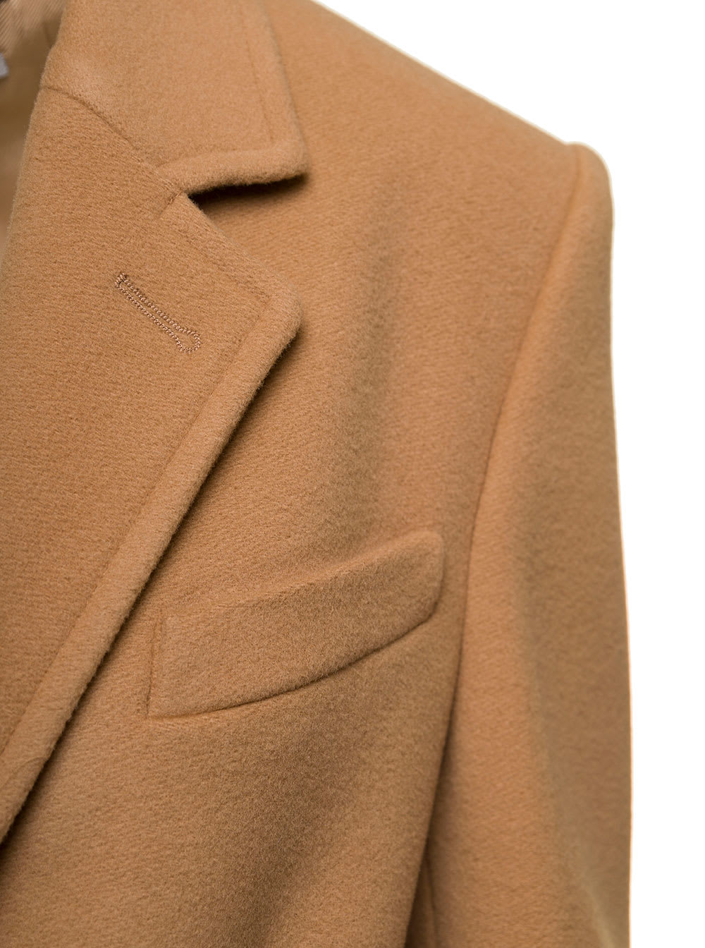 Shop Stella Mccartney Sand-colored Structured Single-breasted Coat With Notched Revers In Wool Woman In Brown