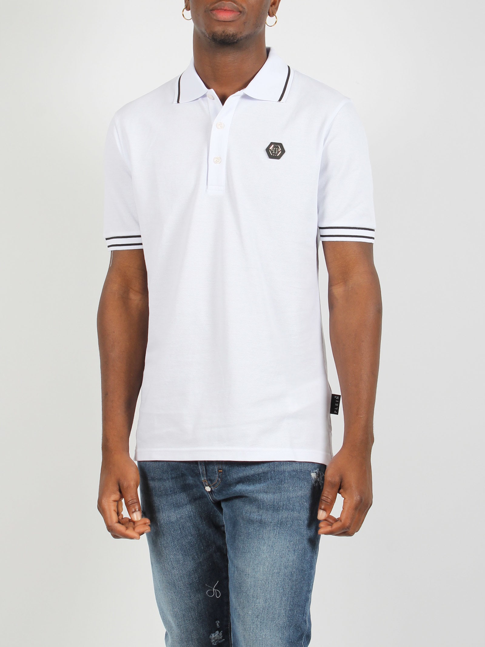 Shop Philipp Plein Pp Hexagon Polo Shirt In White