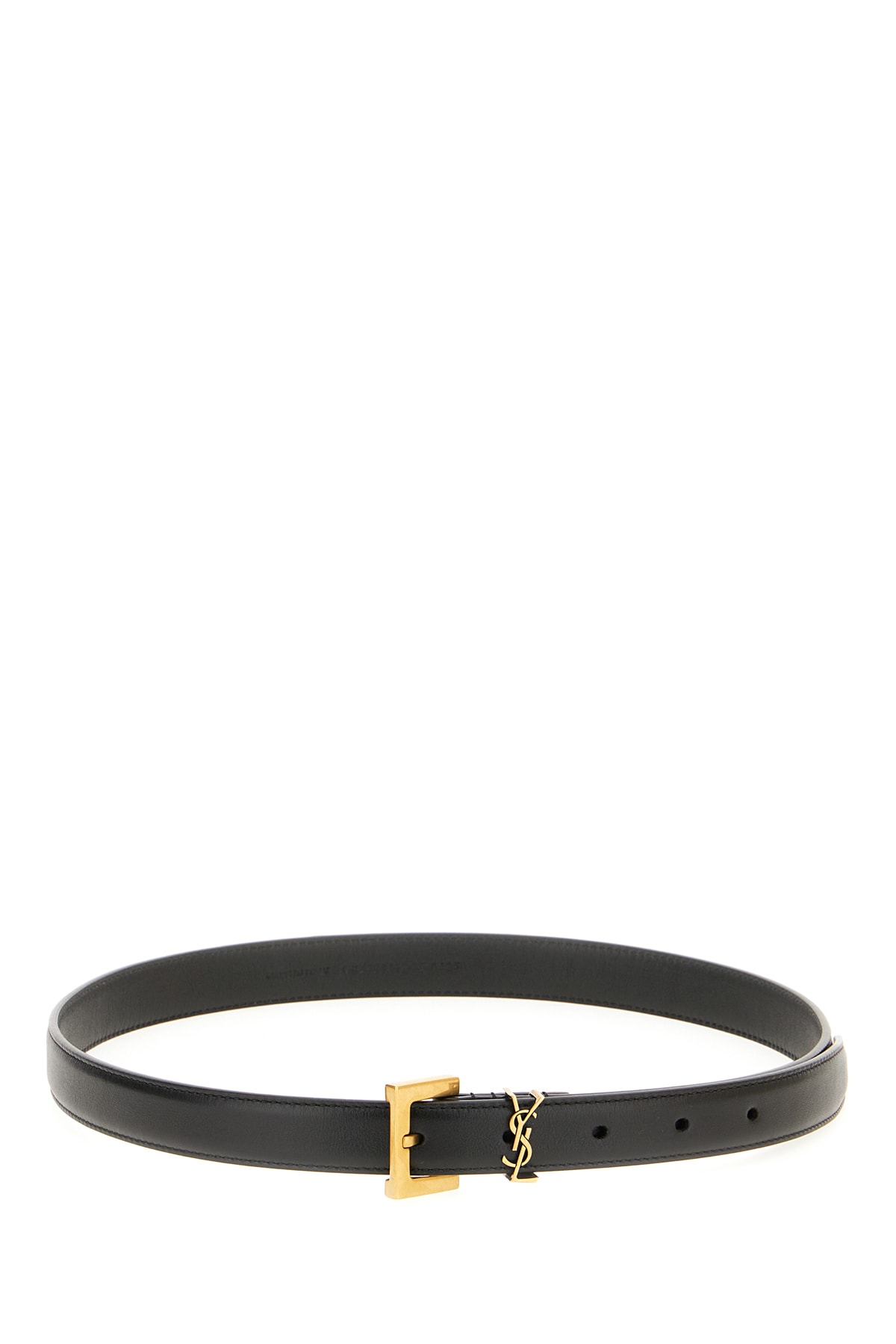Saint Laurent Black Leather Belt In Black
