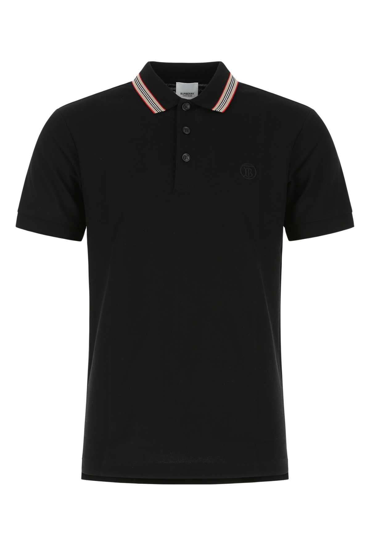 Shop Burberry Black Piquet Polo Shirt In A1189