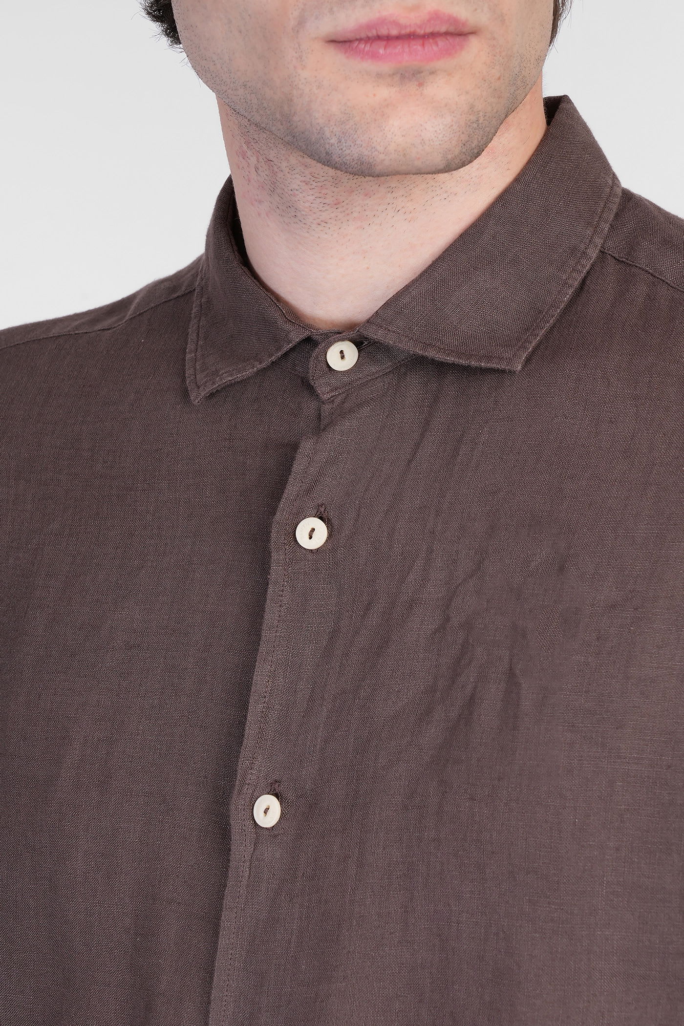 Mc2 Saint Barth Pamplona Shirt In Brown Linen In Brown