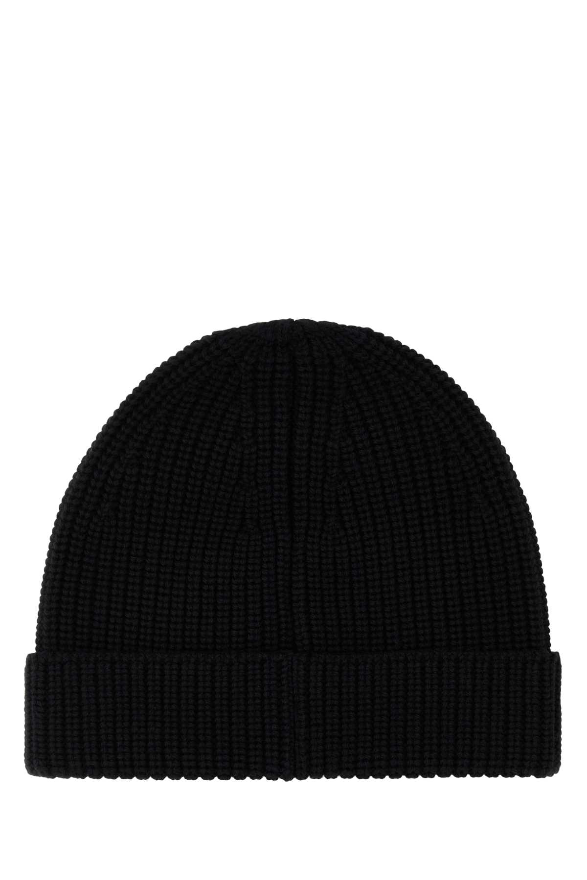 Shop Valentino Black Wool Beanie Hat In Nero