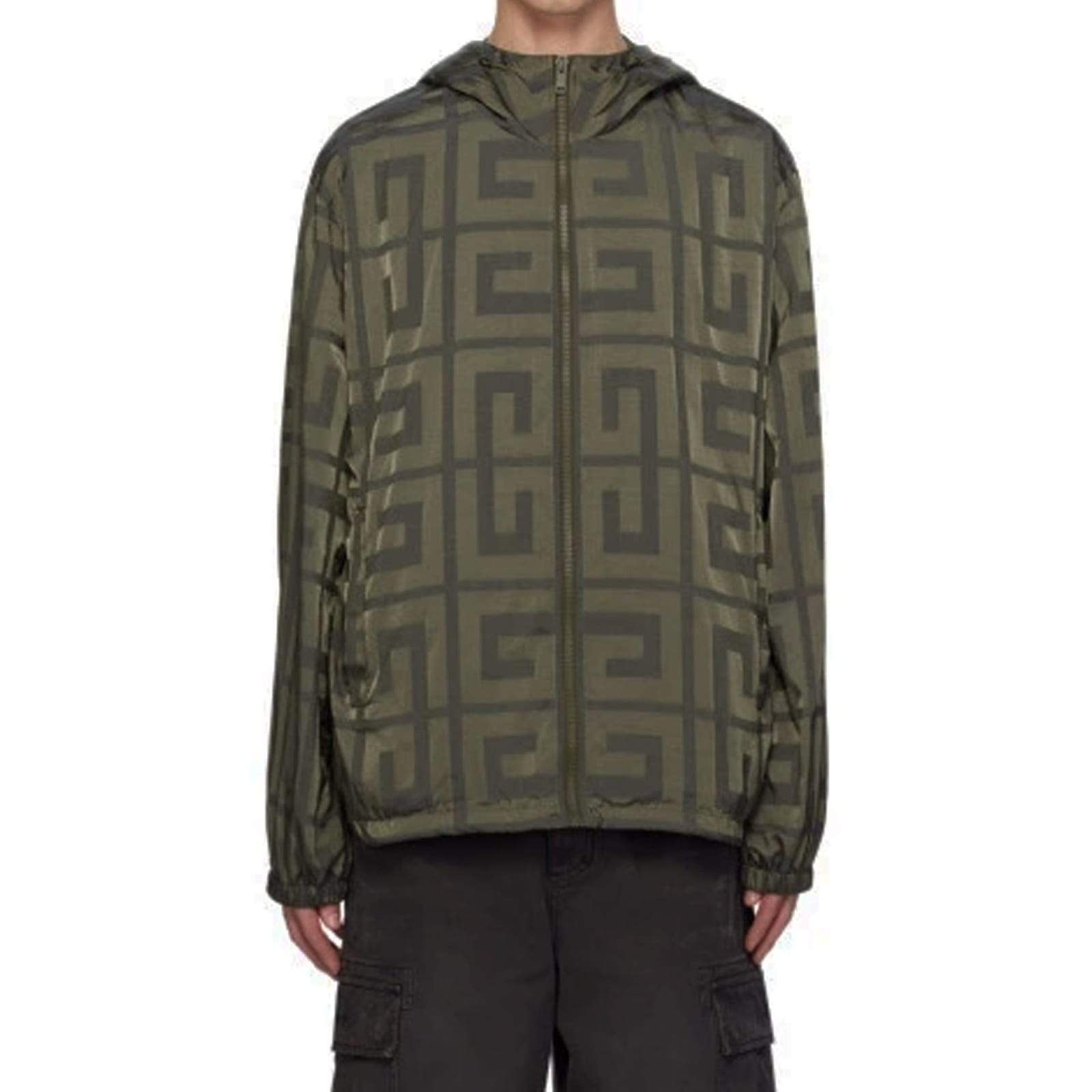 Shop Givenchy 4g Windbreaker Jacket In Green