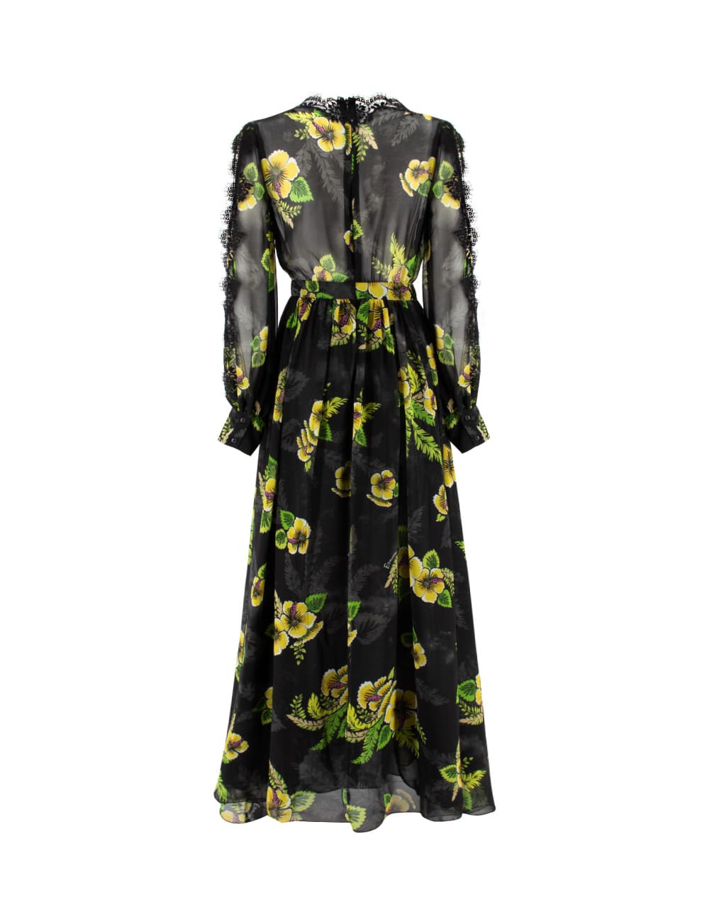 Shop Ermanno Firenze Dress In Black/yelow/green