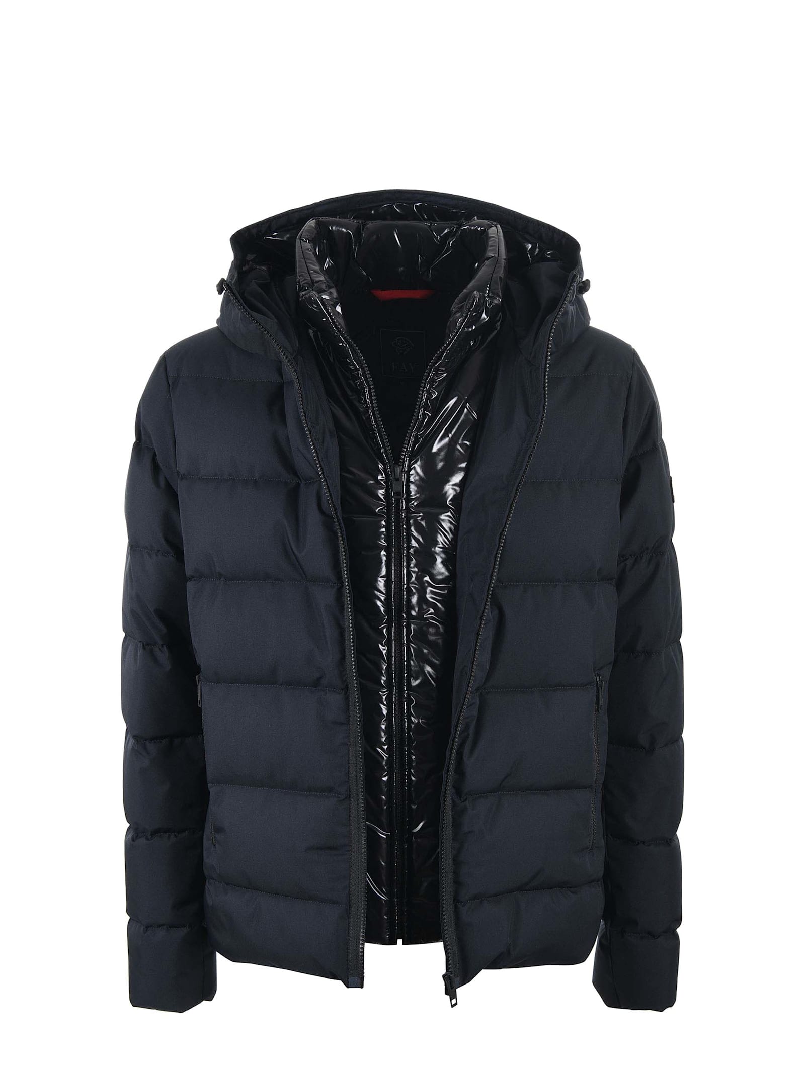 Fay Double Front Feather Jacket In Blu
