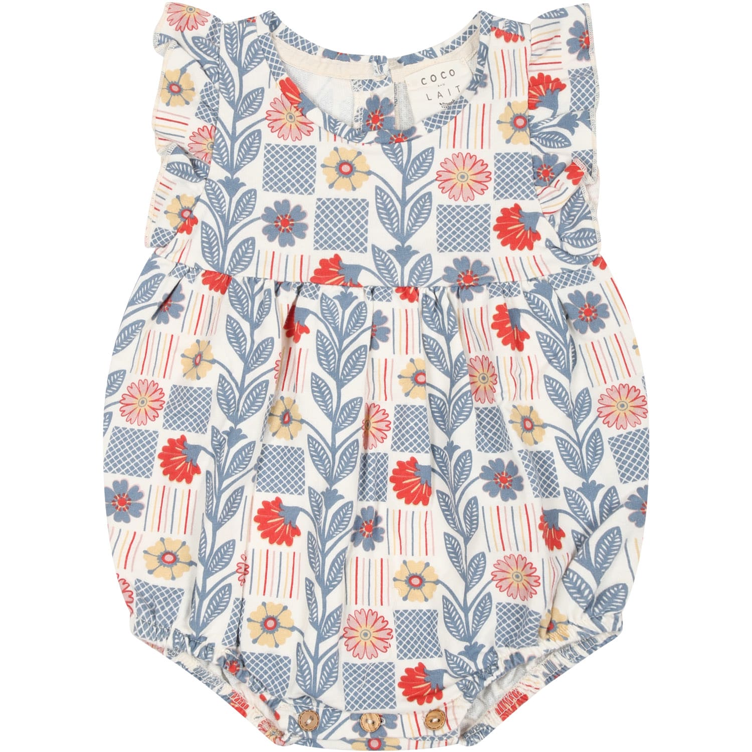 Shop Coco Au Lait White Romper For Baby Girl With Flowers Print In Multicolor