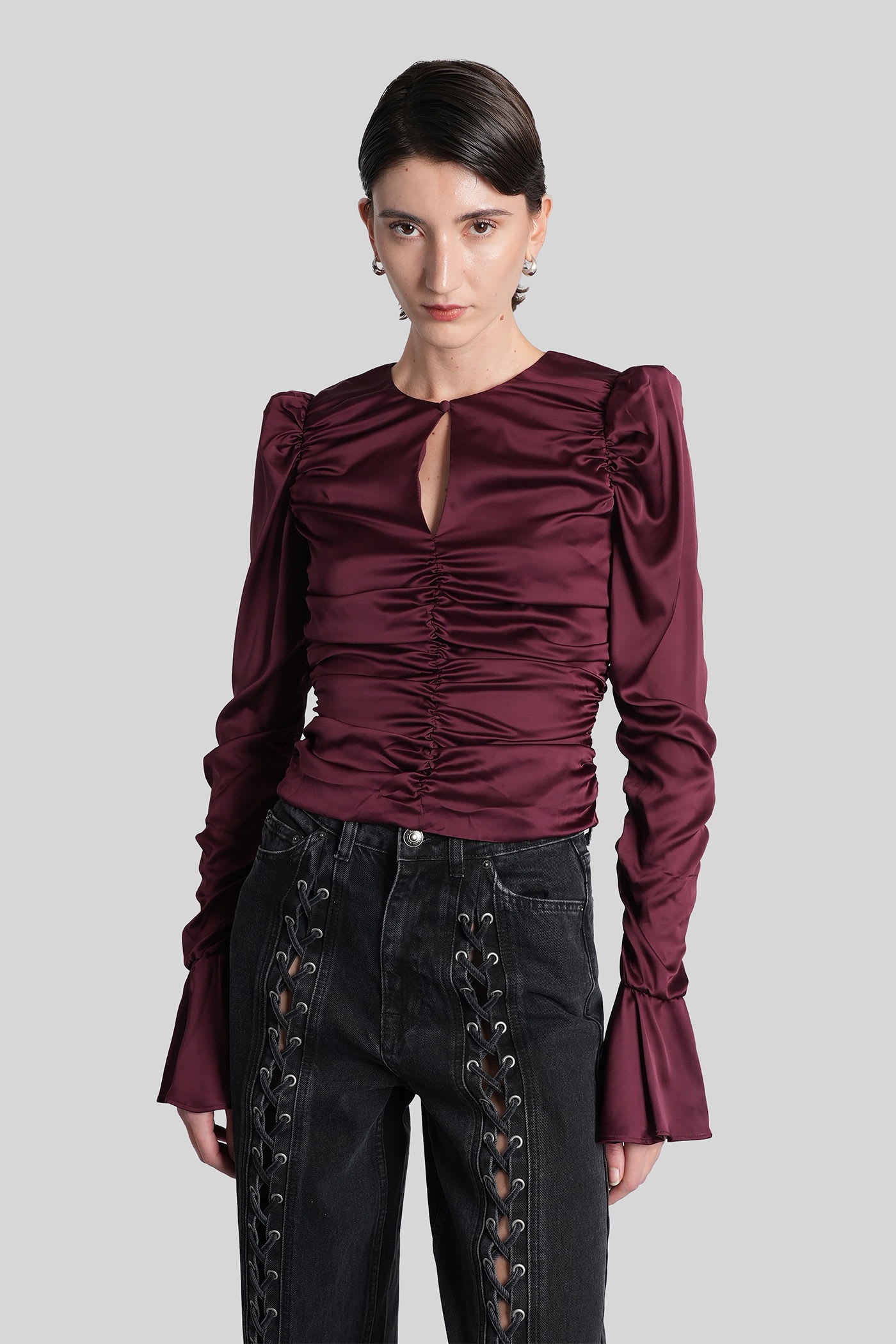 Rotate Birger Christensen Topwear In Bordeaux Polyester In Burgundy