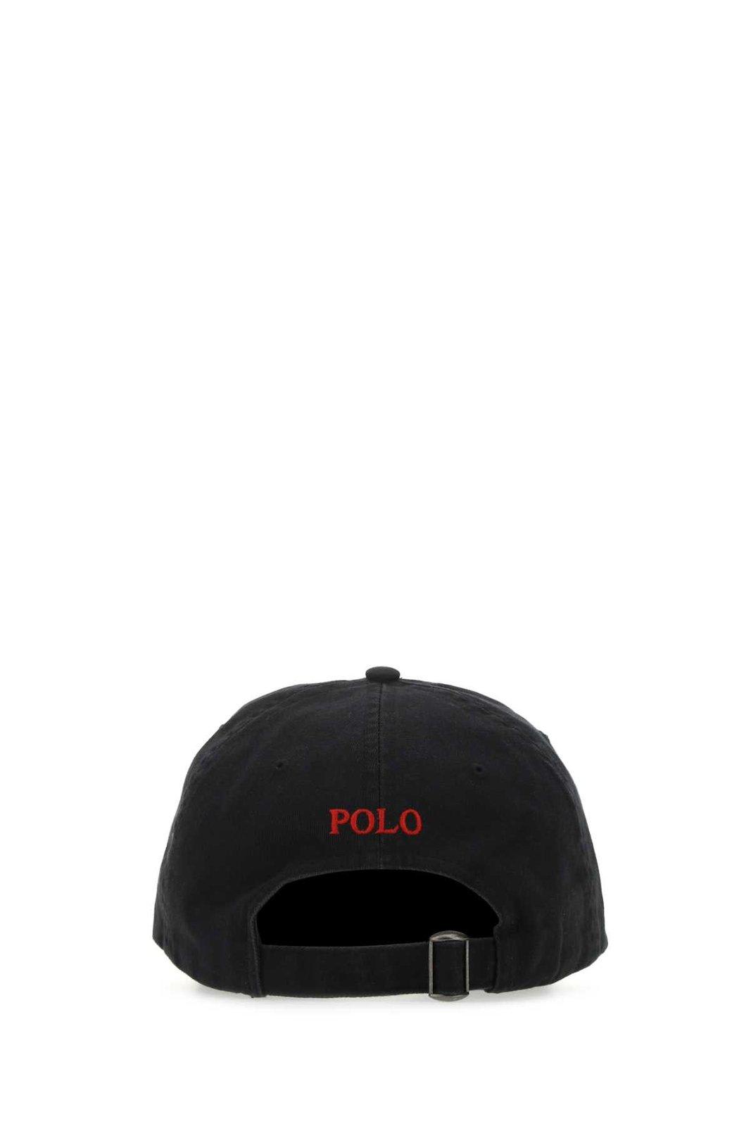 Shop Polo Ralph Lauren Logo Embroidered Curved Peak Baseball Cap  In Black