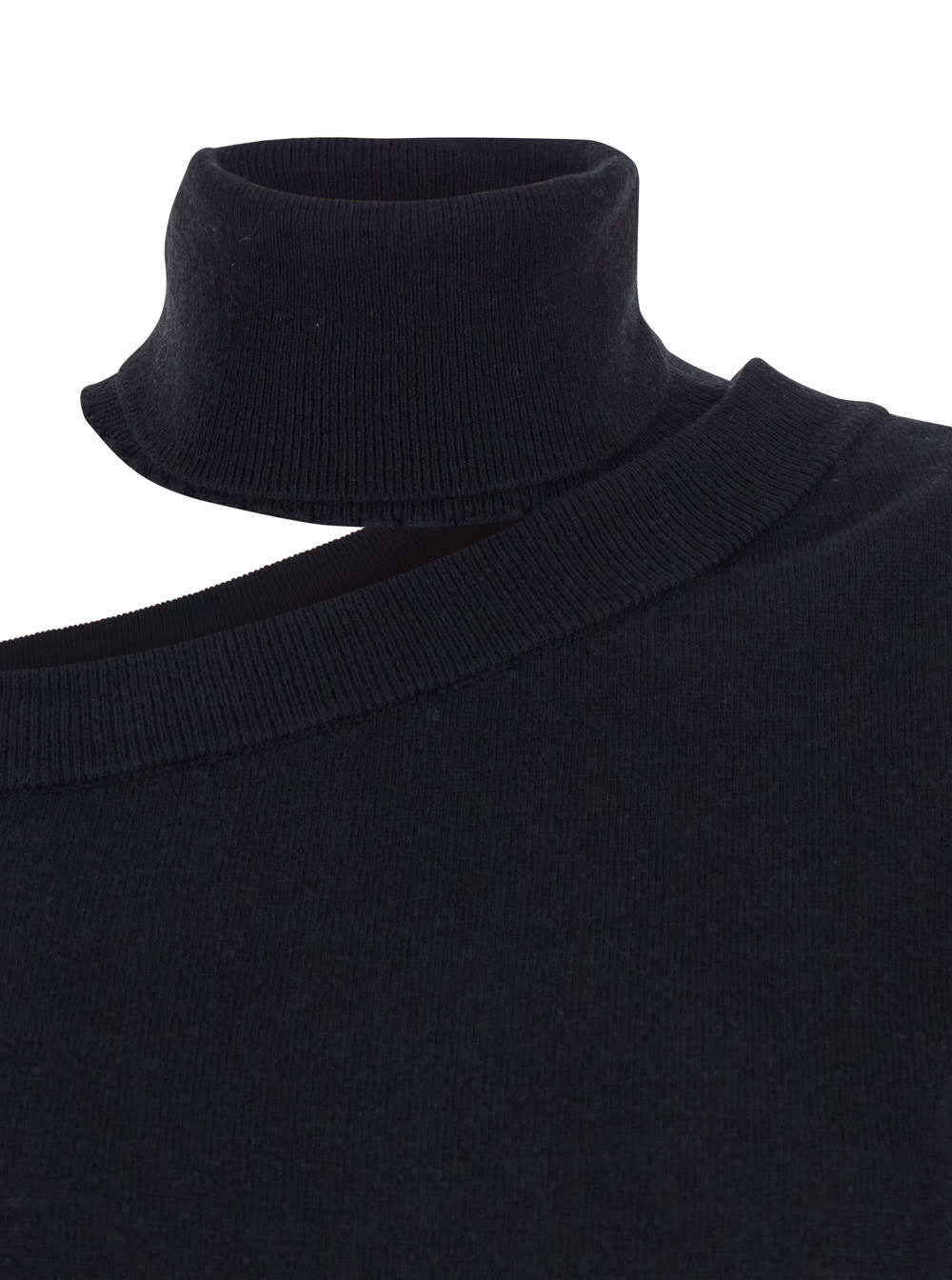 Federica Tosi Maglia Scollata Misto Cashmere Con Collo Staccato In Black