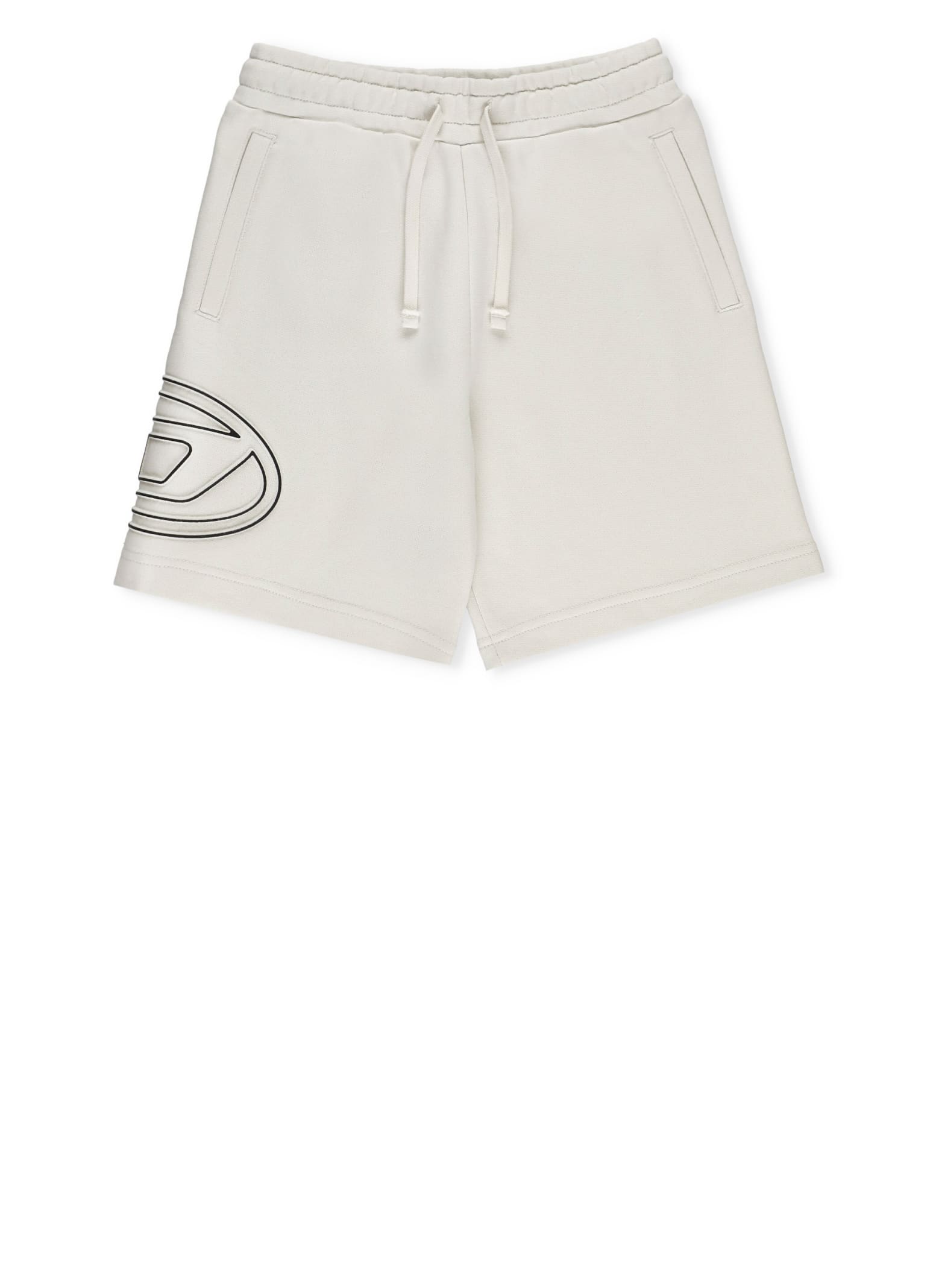 Diesel Pcurvebigoval Logo-print Cotton Shorts In White