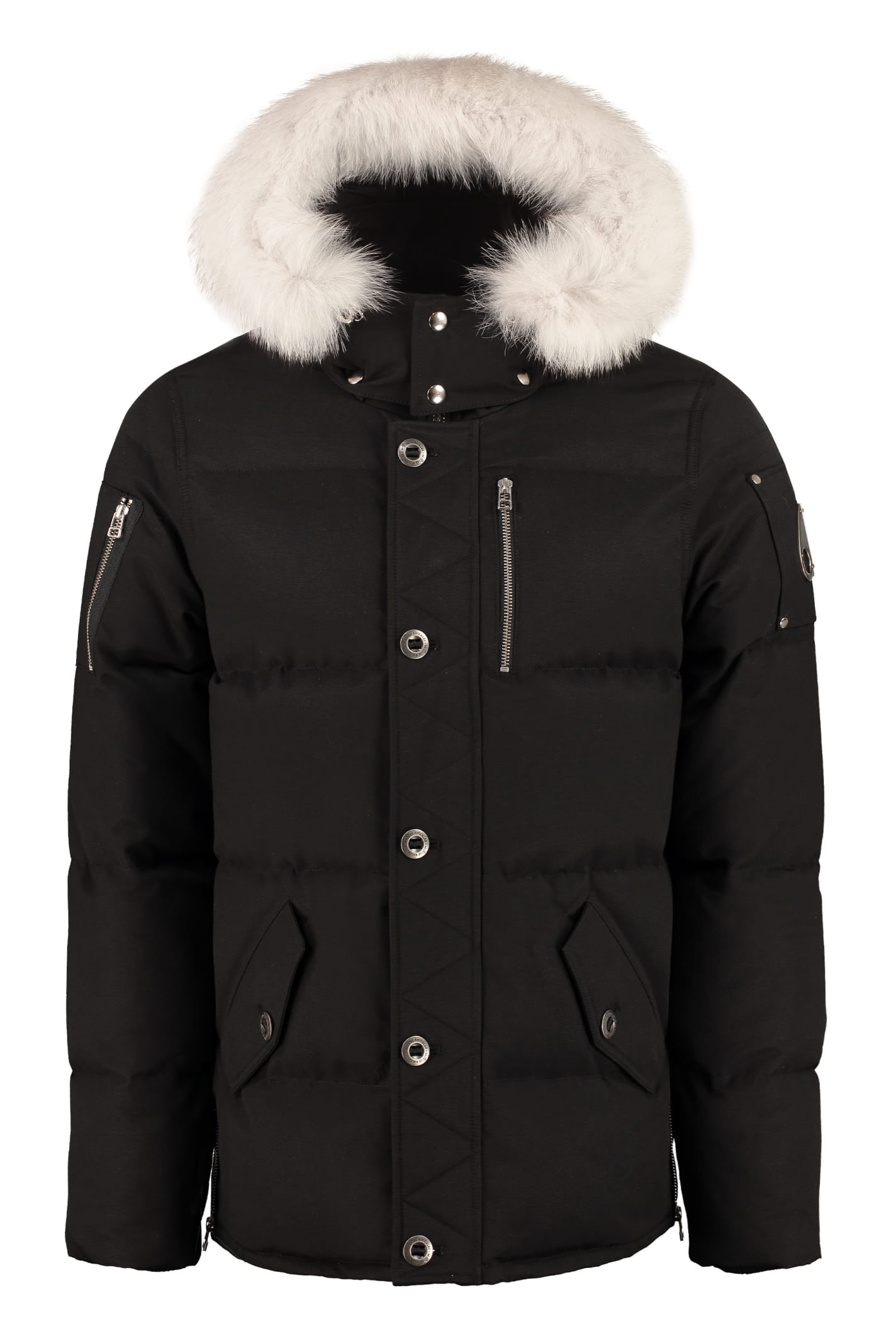 Moose Knuckles Men's Black/white 3q Down Jacket In Black