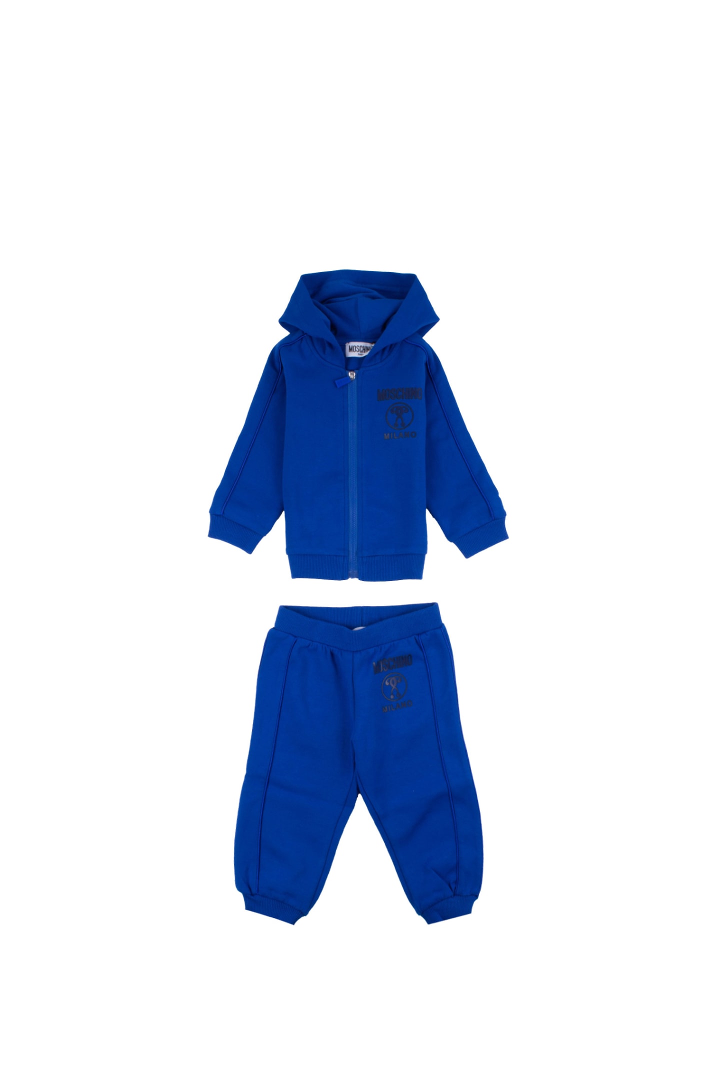 Moschino Babies' Cotton Sweatshirt And Sweatpants In Blue