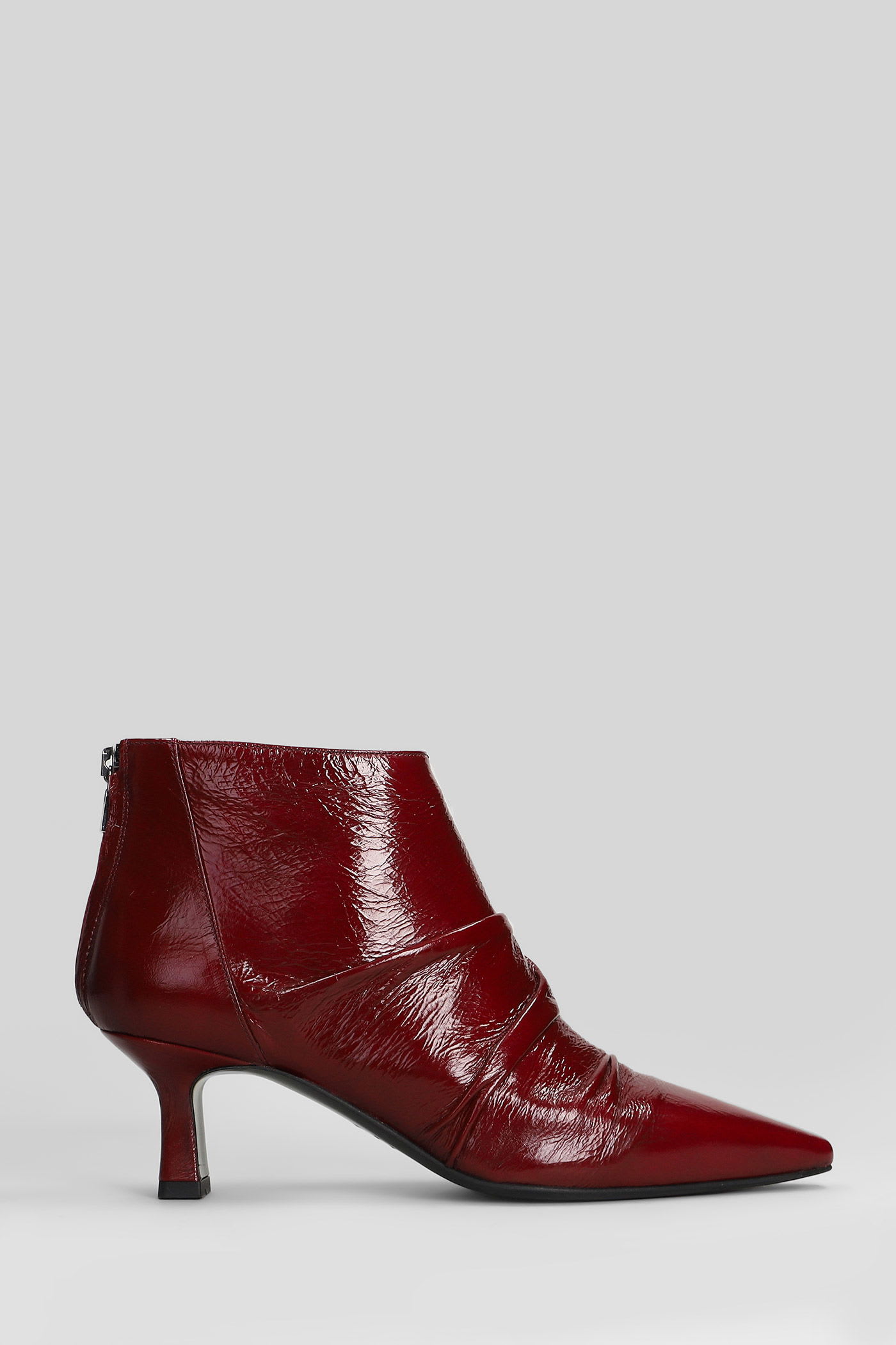 The Seller High Heels Ankle Boots In Bordeaux Leather In Burgundy