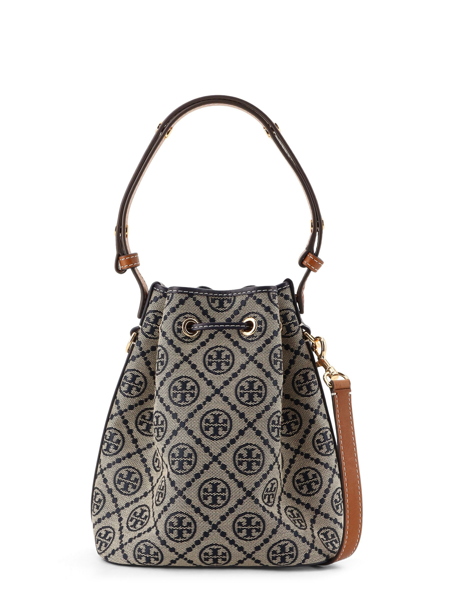 Tory Burch T Monogram Mini Jacquard Fabric Bucket Bag In Blue