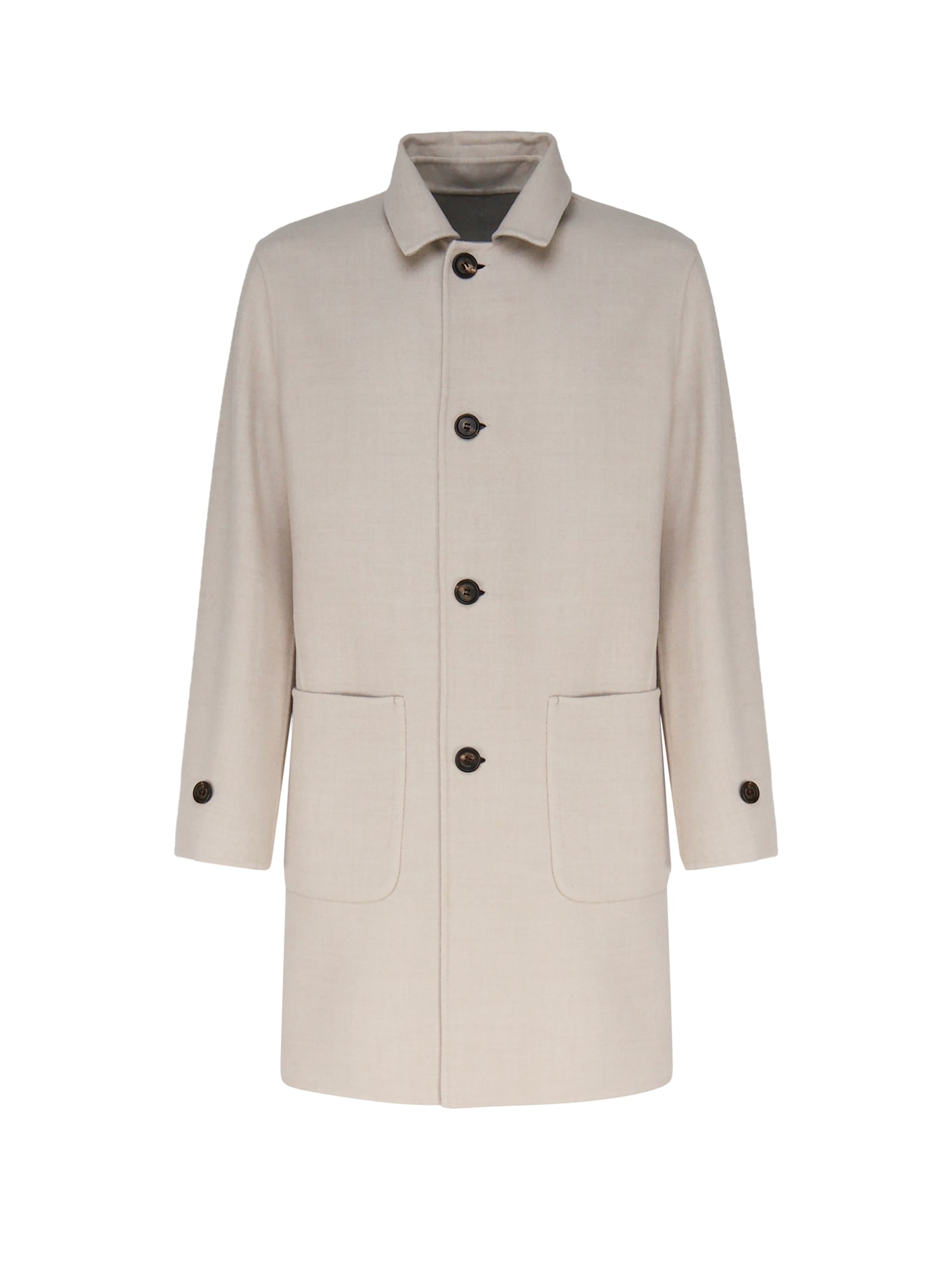 Shop Eleventy Reversible Coat In Wool In Sage, Sand