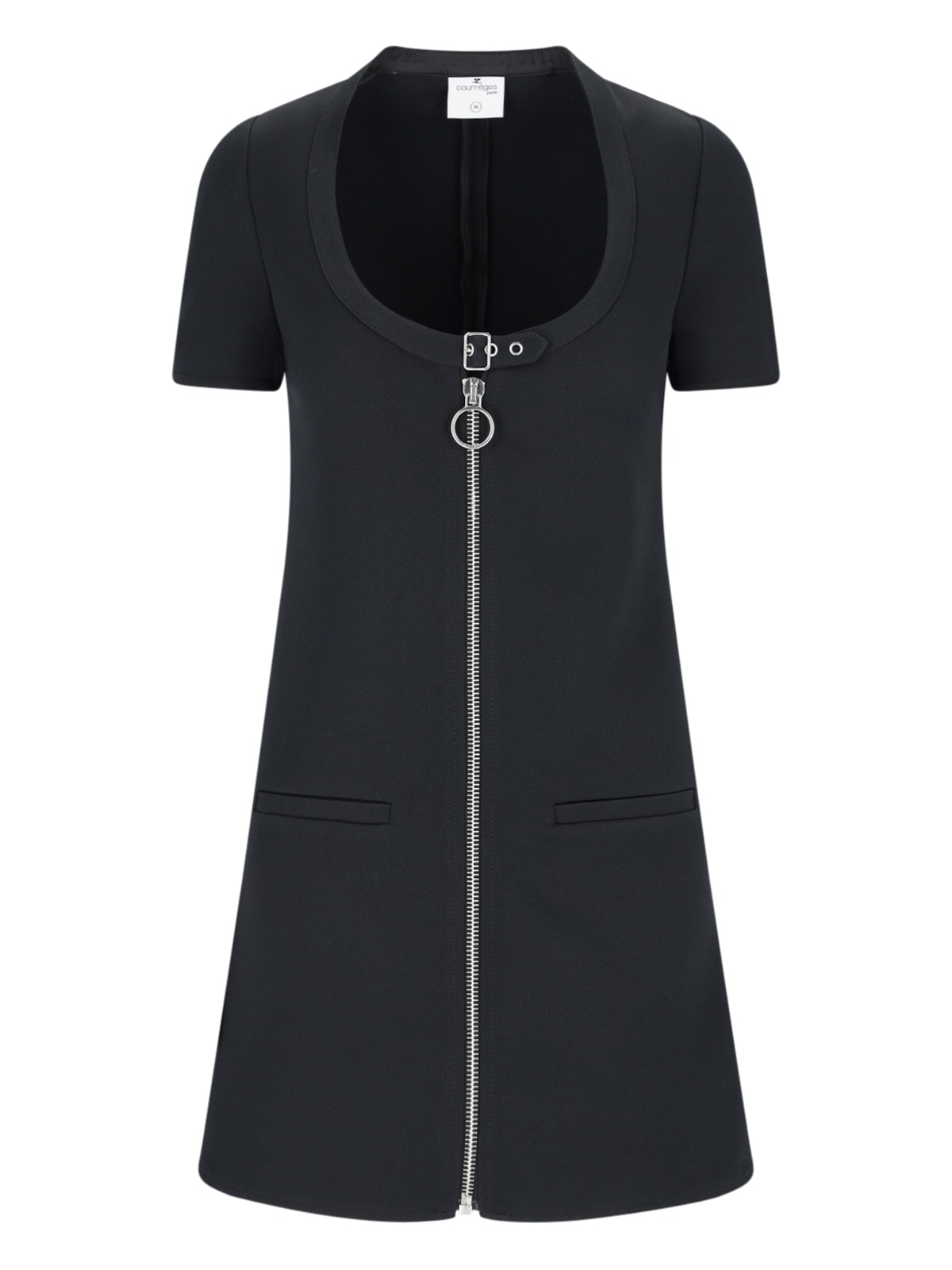 Shop Courrèges Zip Mini Dress In Black