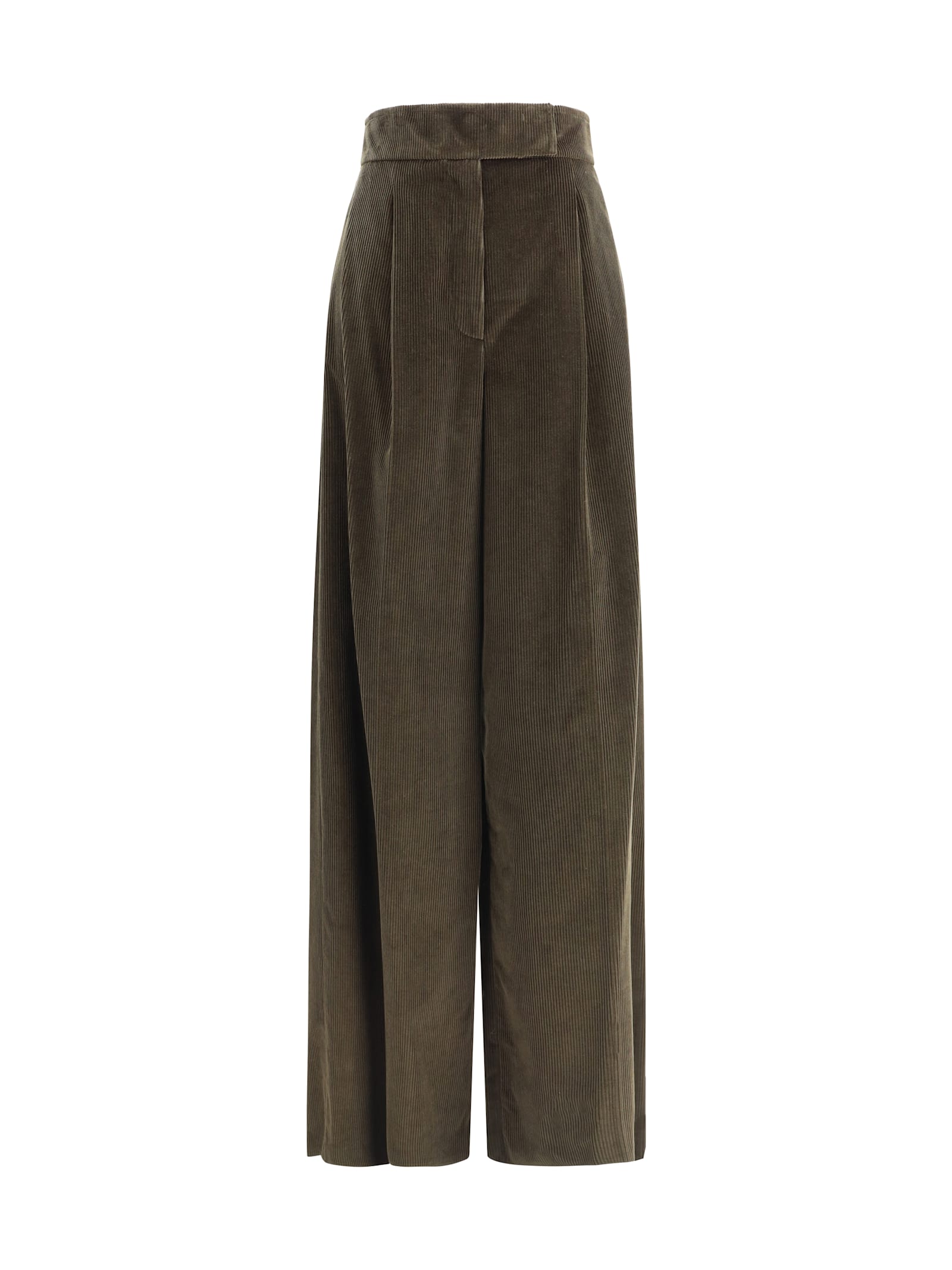 Max Mara Wide-leg Velvet Pants In Green